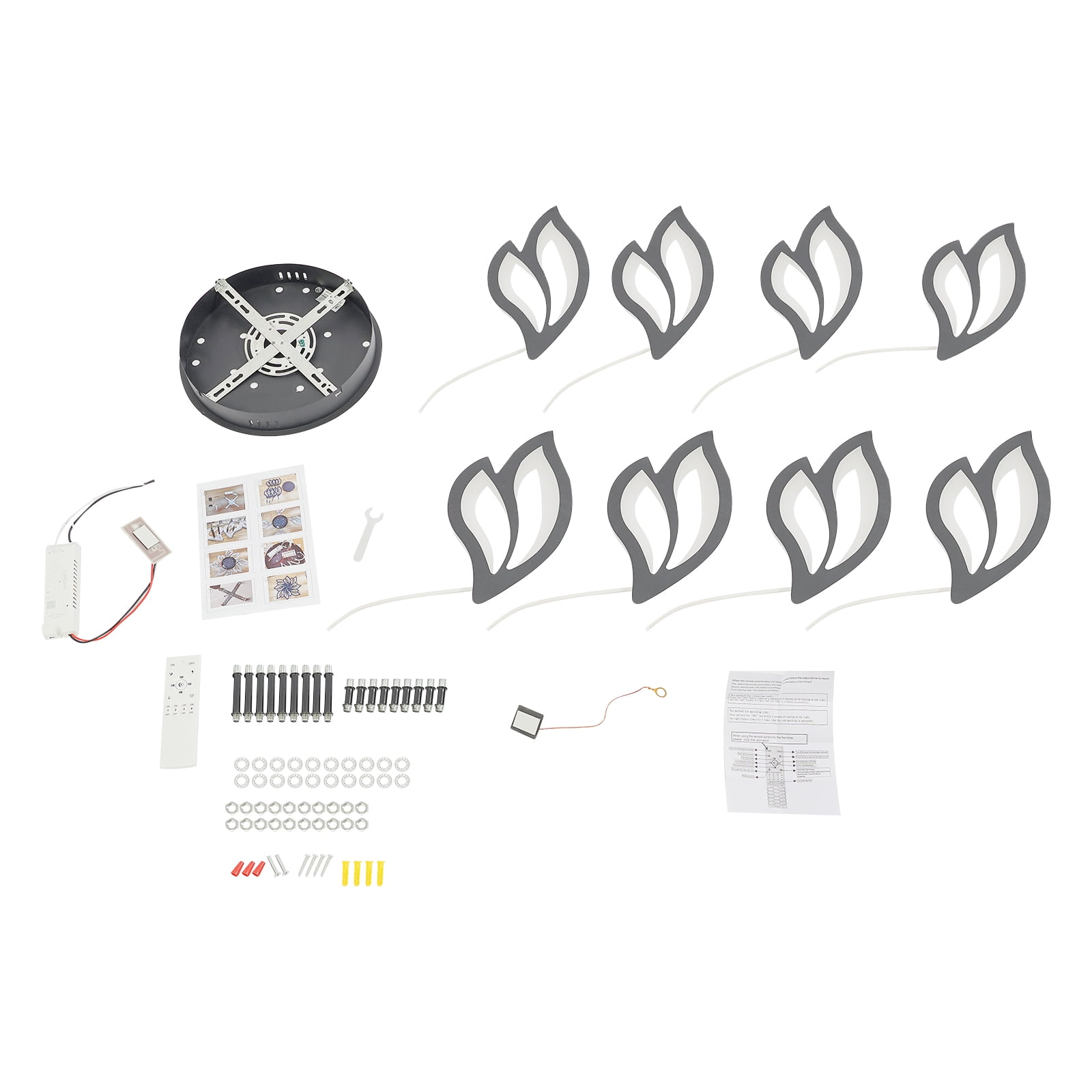Generic 8 Head LED Flower Ceiling Light Fixture, Flush Mount Dimmable Lamp with Remote Control (11.81 in) k3nzt