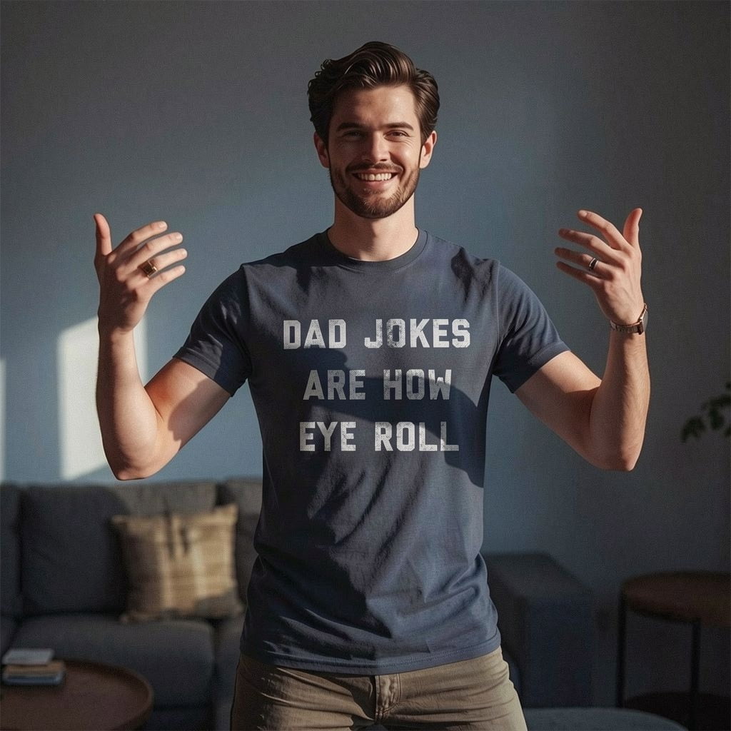 Crazy Dog T-Shirts Men's Dad Jokes Are How Eye Roll Graphic Tee Funny Father's Day Novelty Shirt (Blue, L) dp81i