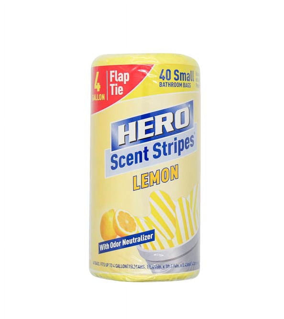 Hero Scent Stripes Small Trash Bags (Lemon Scented, 4 Gallon, 40 Count) qrszz