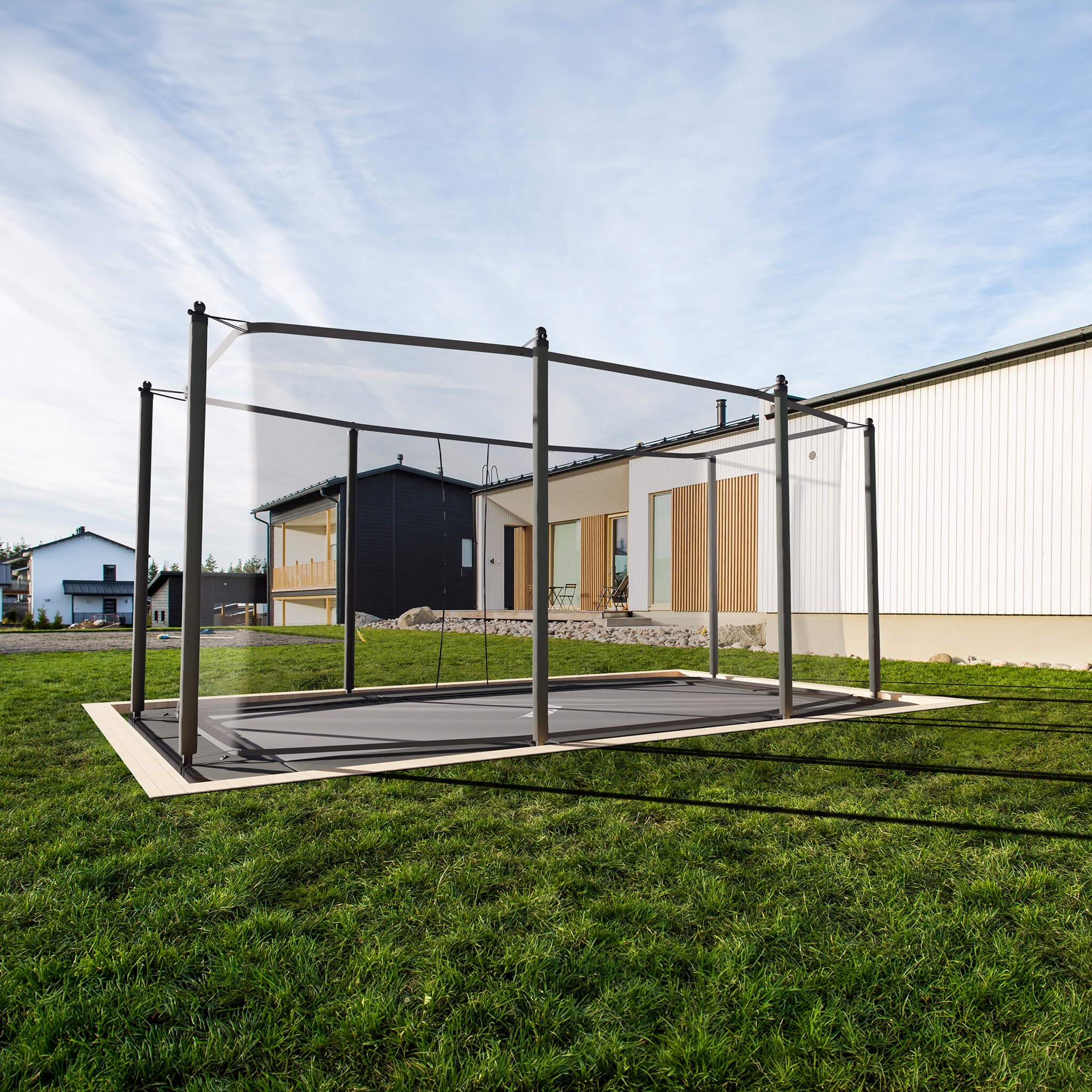 ACON 13 HD Rectangular Trampoline with Safety Net and Ladder (Black, 13.5 ft x 8.5 ft) m2l9d