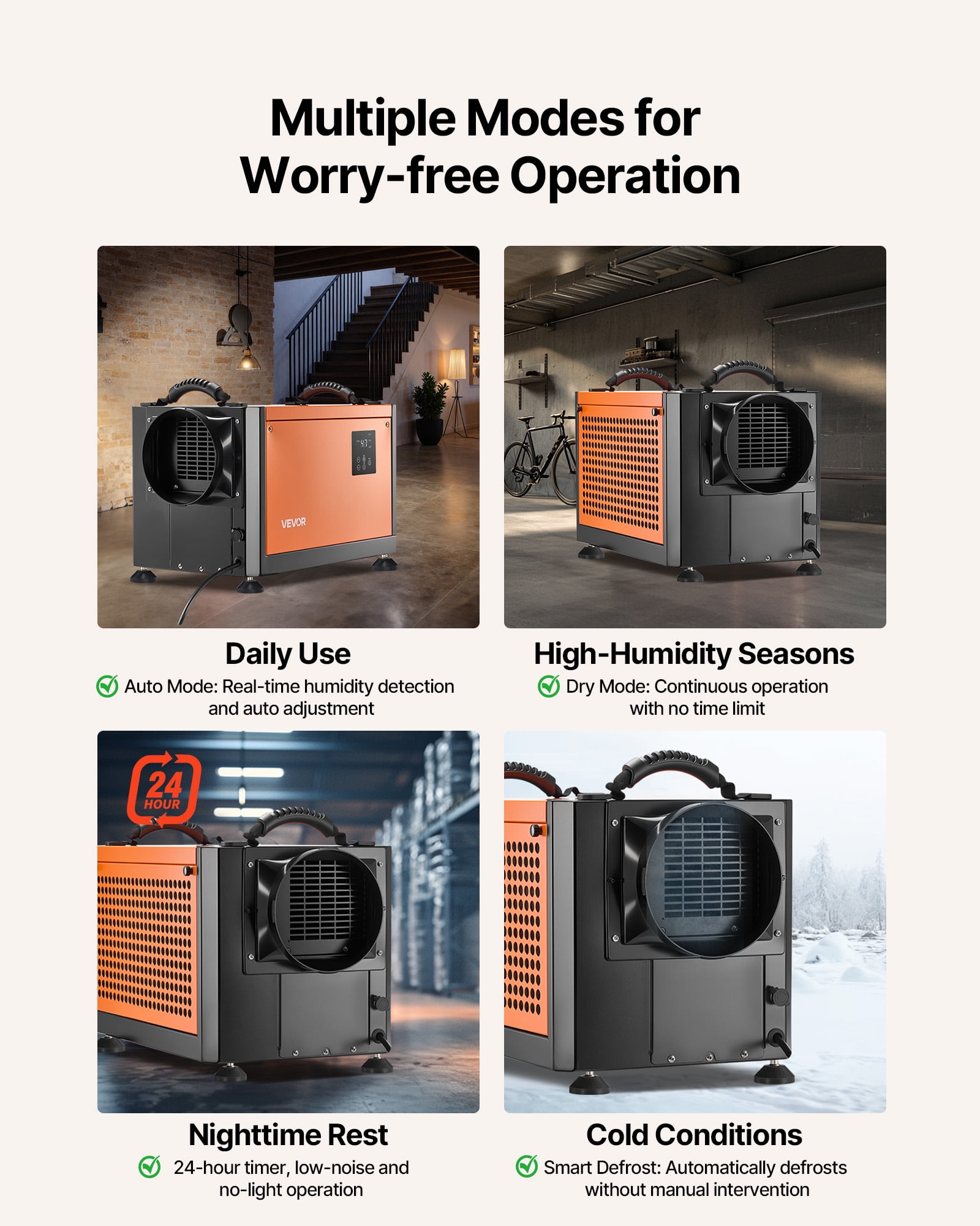 VEVOR 70 Pints Commercial Dehumidifier with Pump, Heavy-Duty Industrial Dehumidifier for Basement and Crawl Space (Black, 70 Pints) 8rmi2