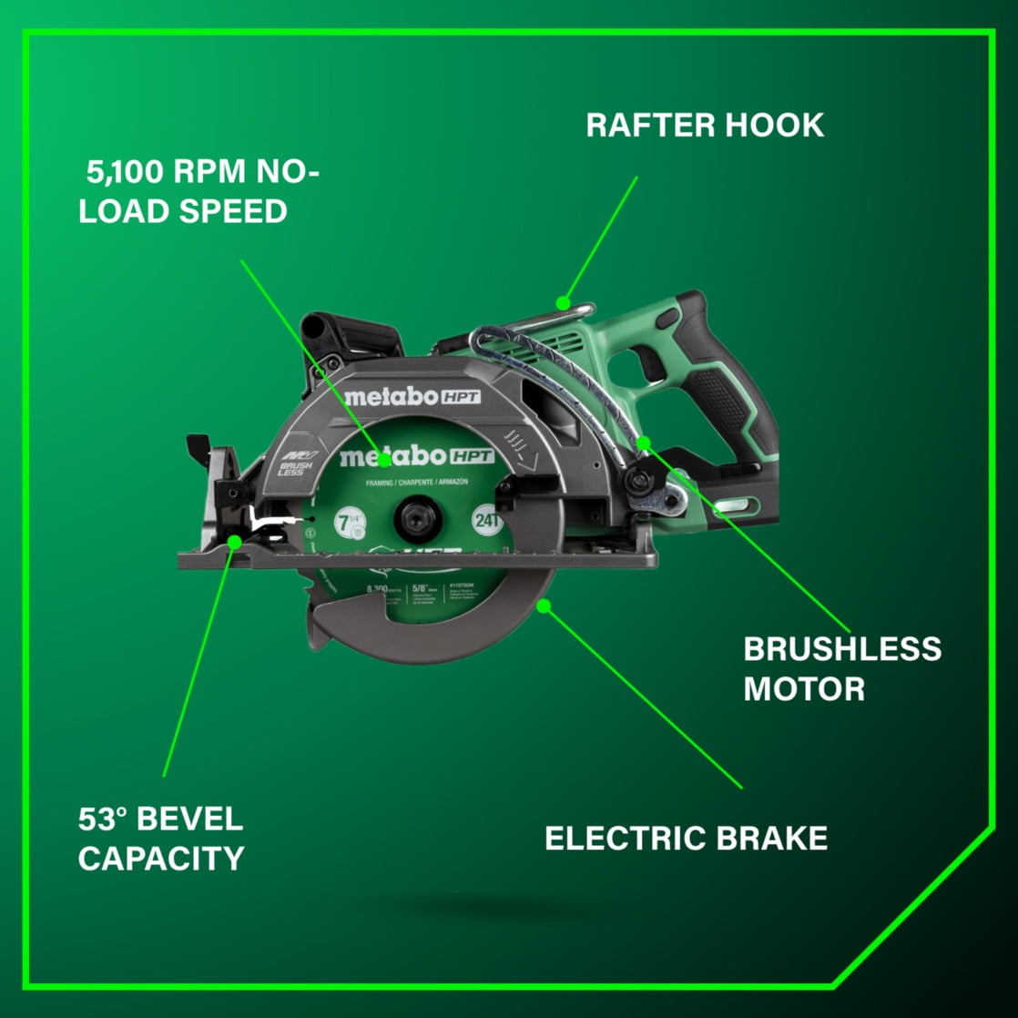 Metabo HPT 36V Cordless Circular Saw, Brushless Motor, High-Efficiency Cutting (7-1/4-In) ett55