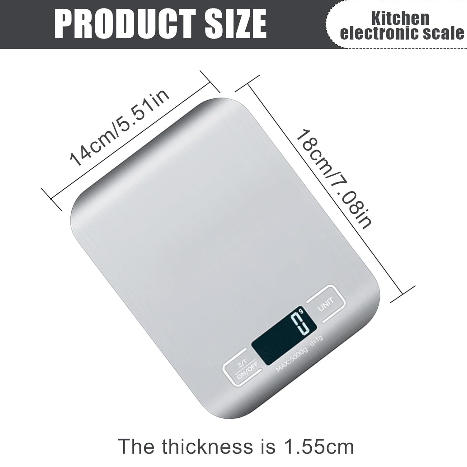 COWIN Digital Kitchen Food Scale with Precise Sensors and LCD Display (Silver, 11 lb Capacity) 0p7tw