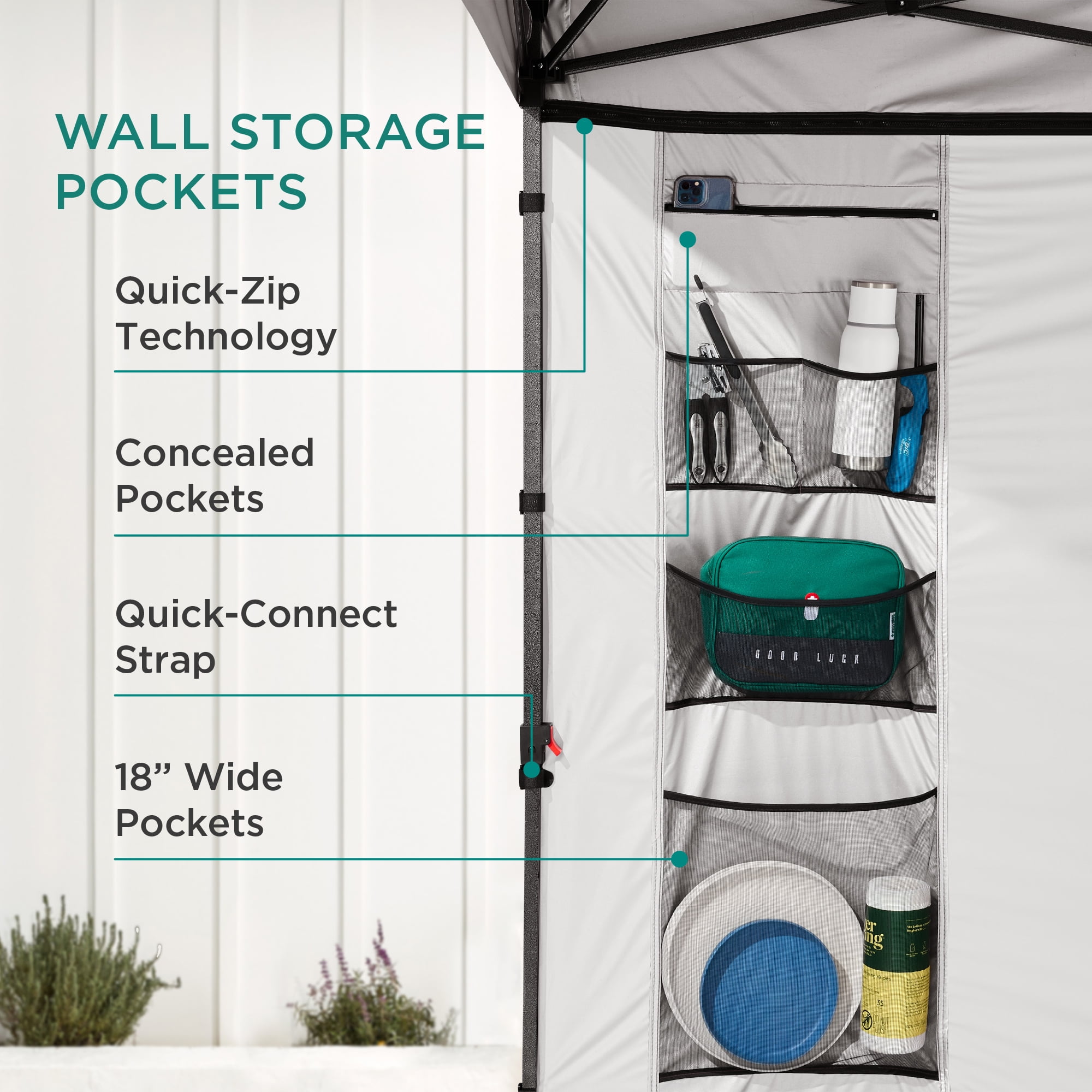 Best Choice Products Pop Up Canopy Tent with Side Wall and Carrying Case (Forest Green, 10 ft x 10 ft) 6s8de