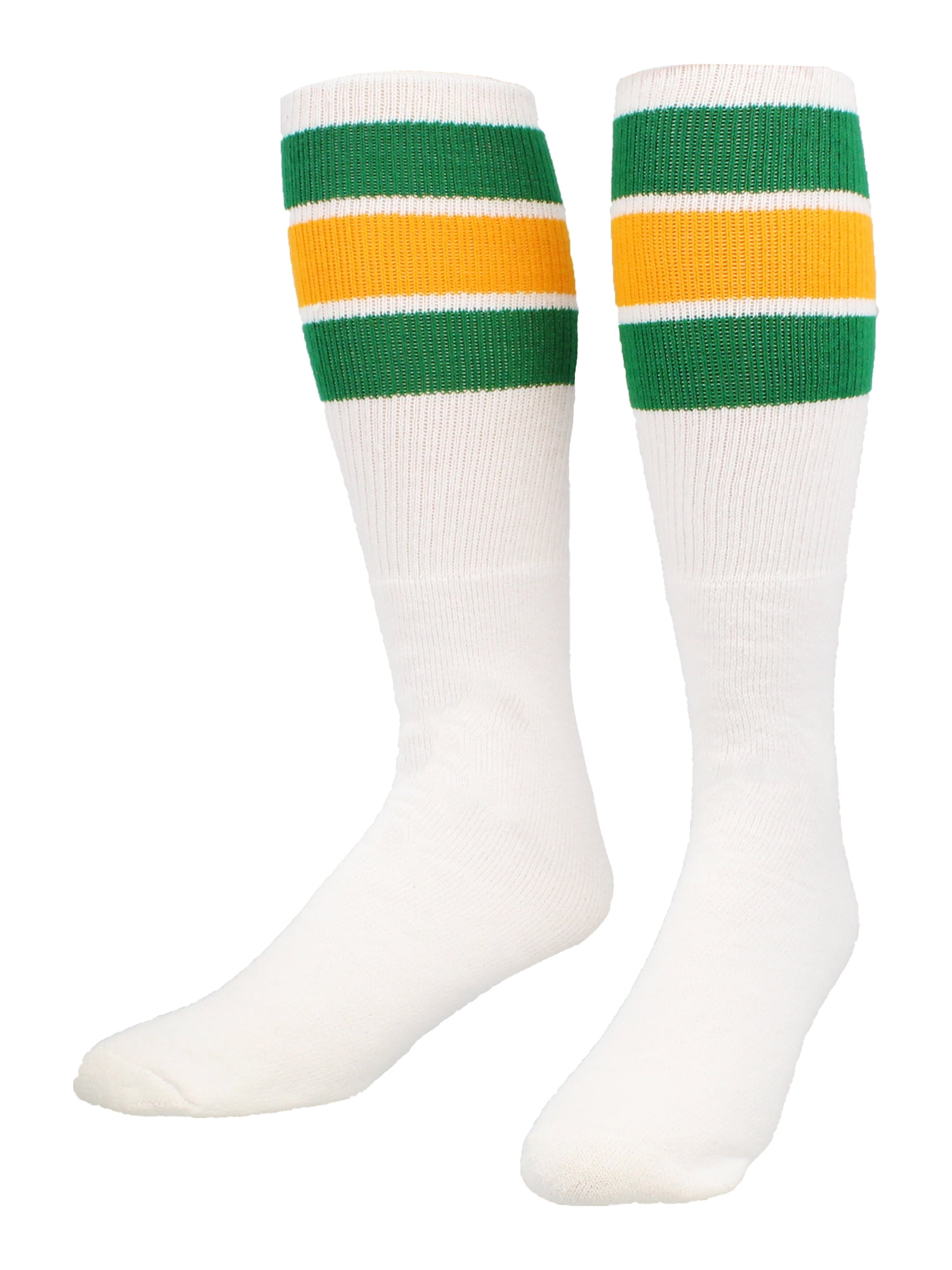 TCK Retro 3 Stripe Athletic Socks (Kelly Green/Gold, Medium) ndvgf