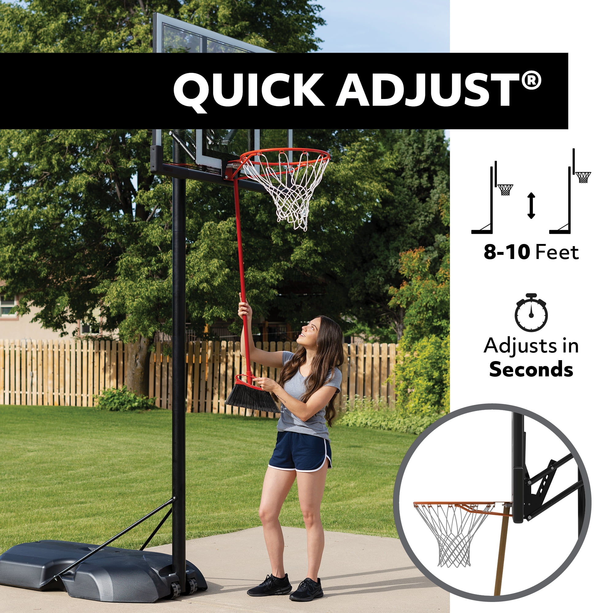 Lifetime 46-Inch Shatterproof Portable Basketball Hoop with Quick Adjust and Classic Rim (Black, 8 to 10 ft) wjpwm