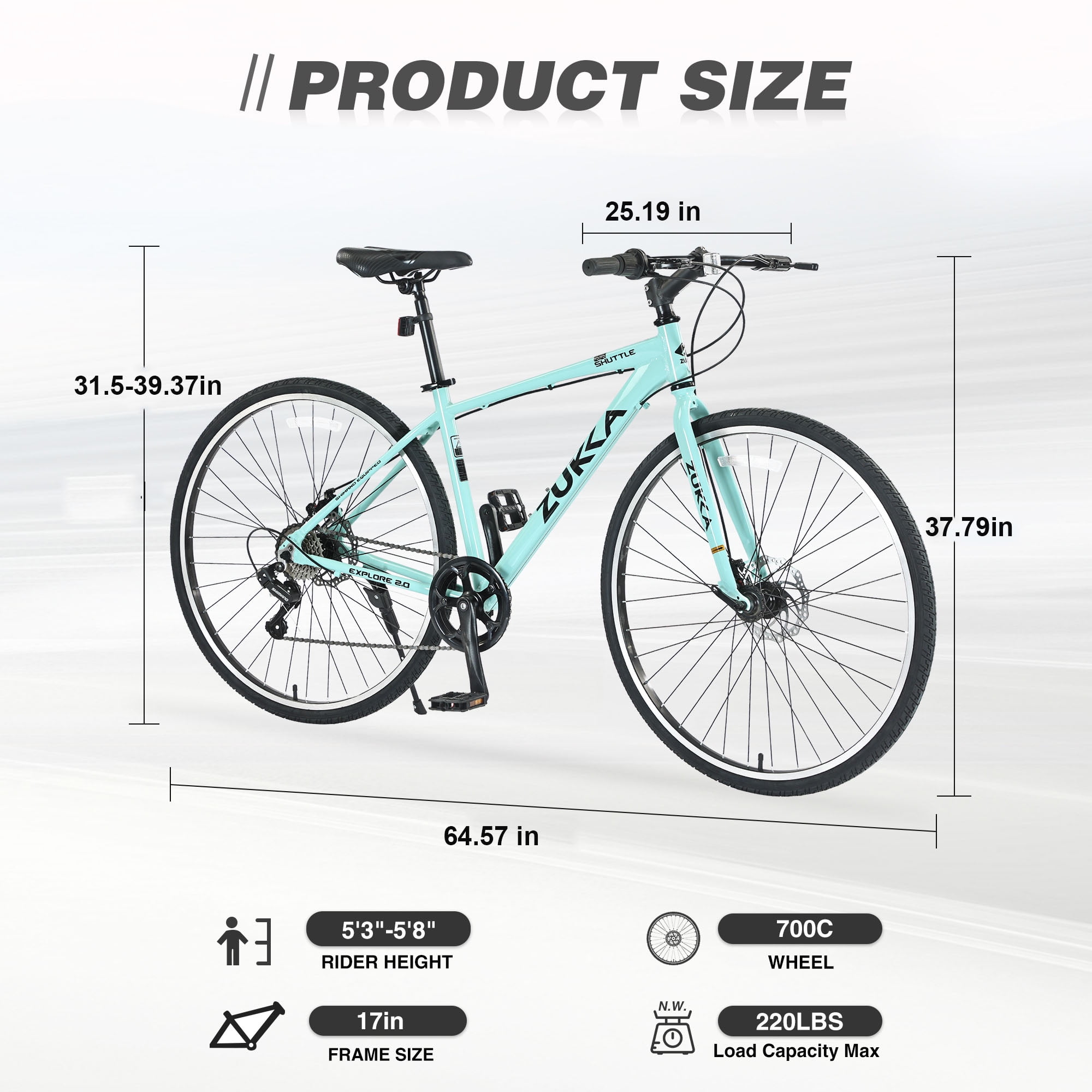 Baprem 700C Hybrid Bike, 7-Speed Disc Brake City Road Bicycle for Adults (Green, 5'3"-5'8") mpsfh