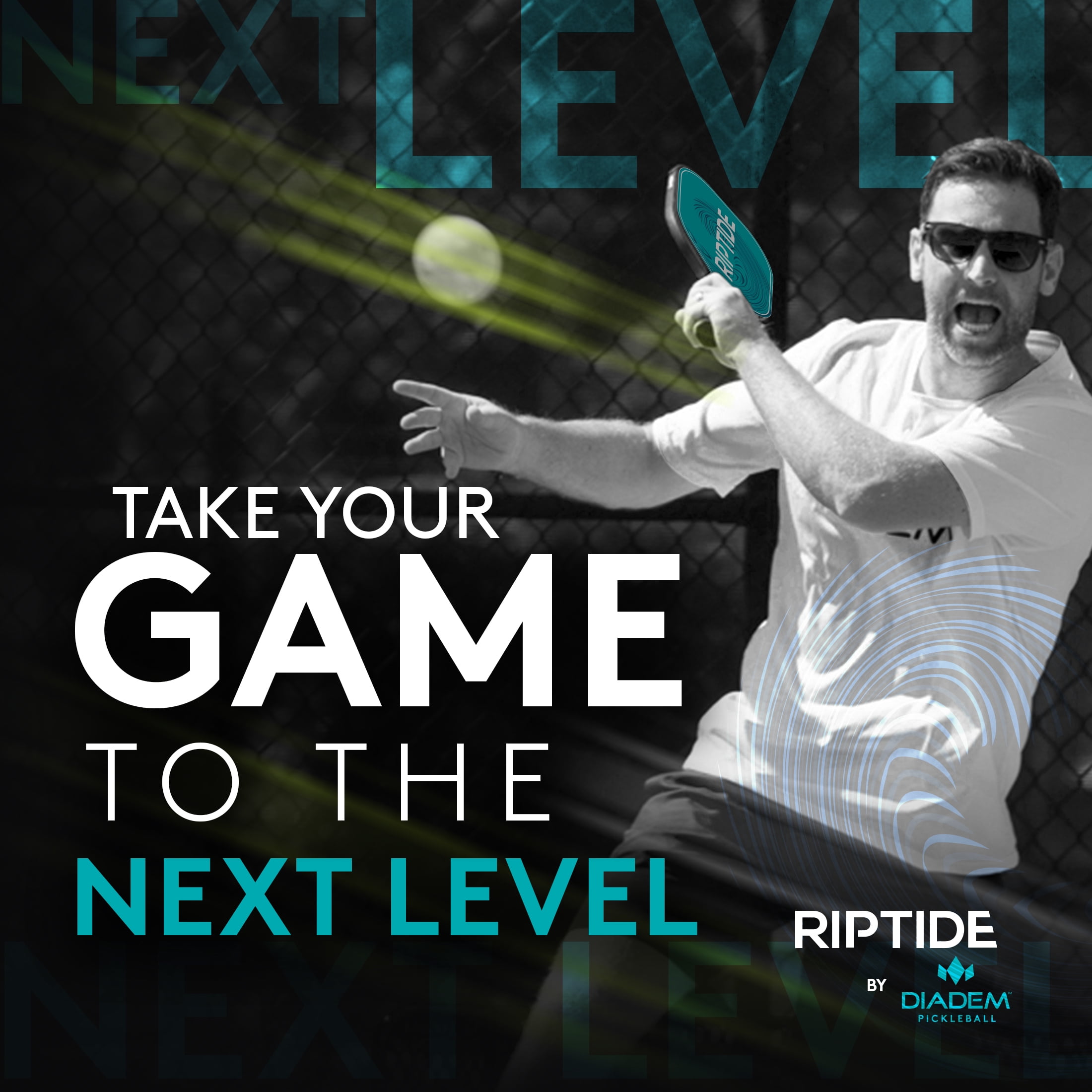 Diadem Sports Riptide HMT Fiber Pickleball Paddle (Teal, 7.6 oz) 2fd39