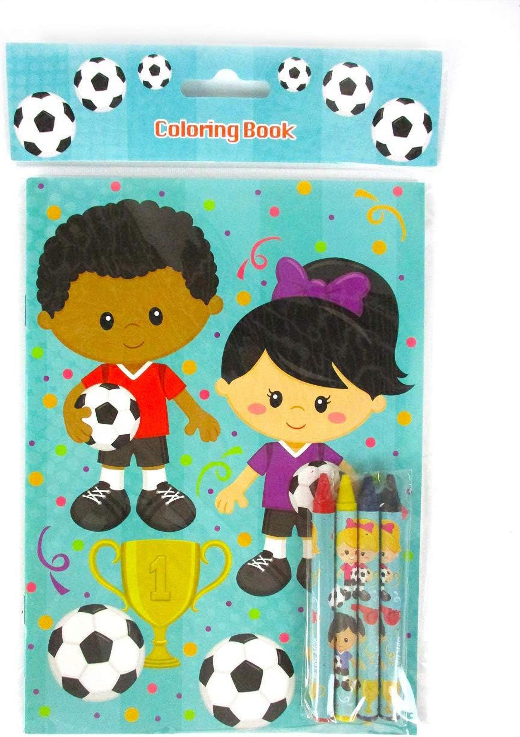 Tinymills Soccer Themed Coloring Books Activity Set for Kids (12 Books, 48 Crayons, 9 in x 7 in) svd1a