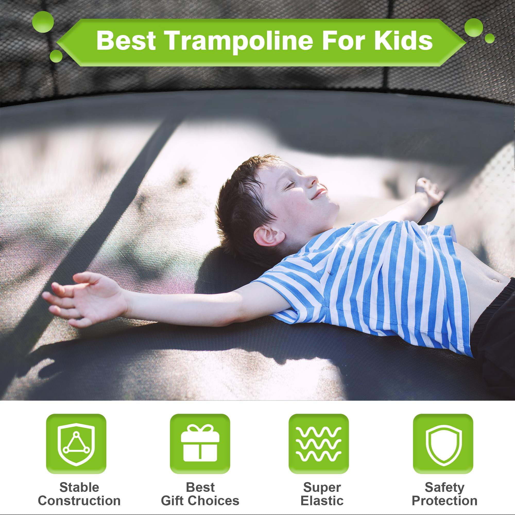 GVDV 16ft Outdoor Recreational Trampoline with Safety Net and Ladder (16ft) j16kx