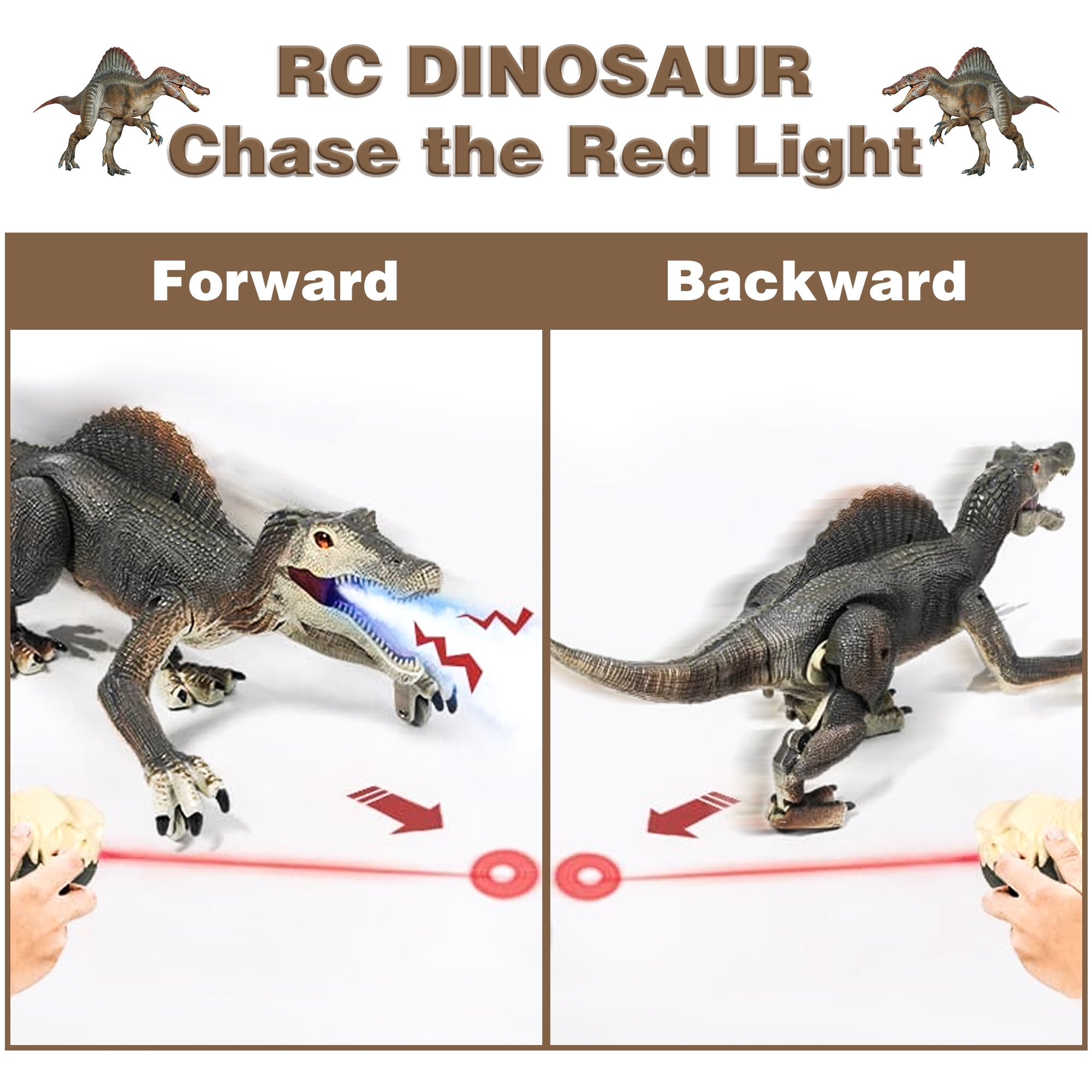 Richgv Remote Control Spinosaurus Robot Toy with Light and Spray Effects (Grey, 1 Pack) 9aahb