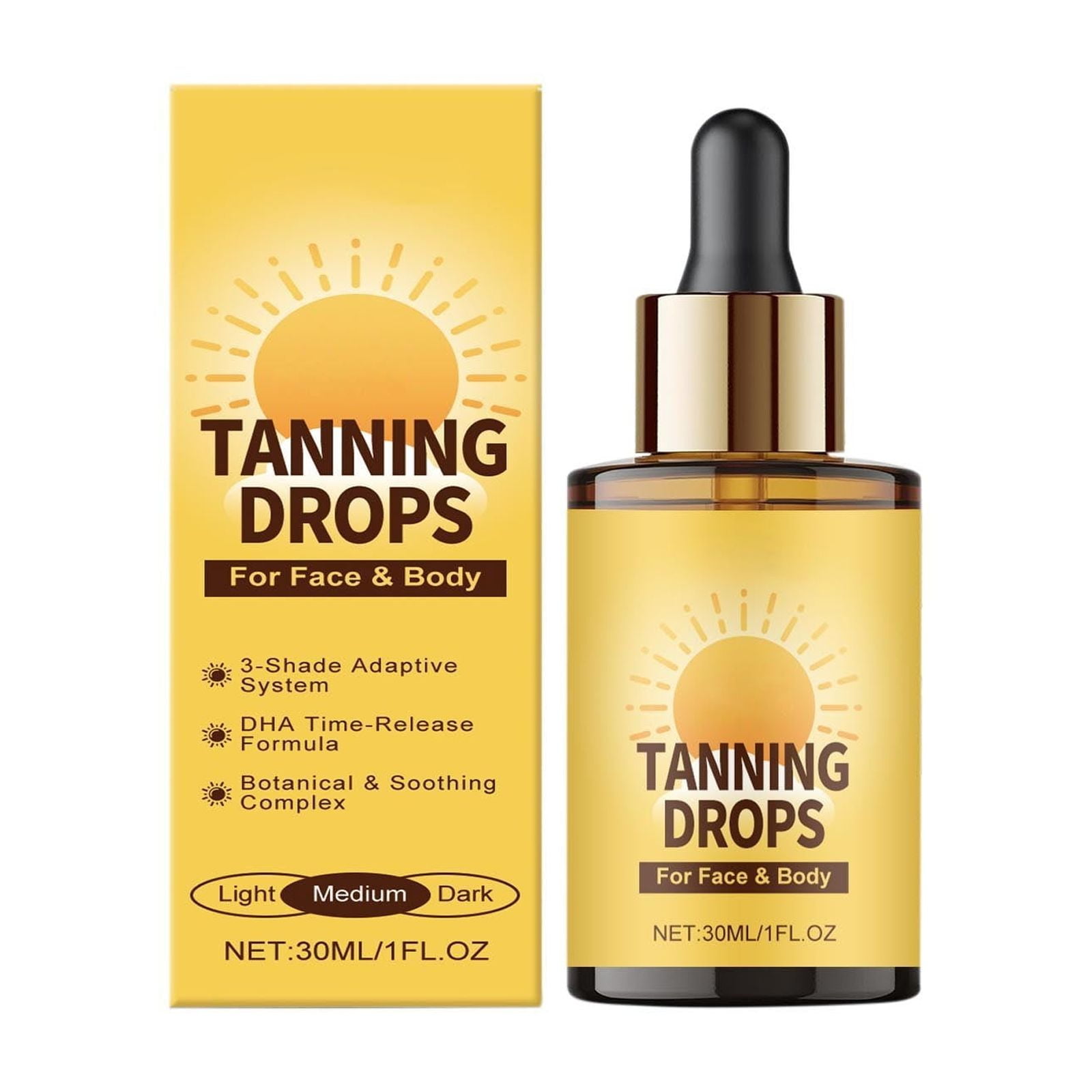 SZBAOAN Facial Self Tanning Drops, Gradual Bronzing Serum for Sensitive Skin (Dark Shade, 1.01 fl oz) vx9b9