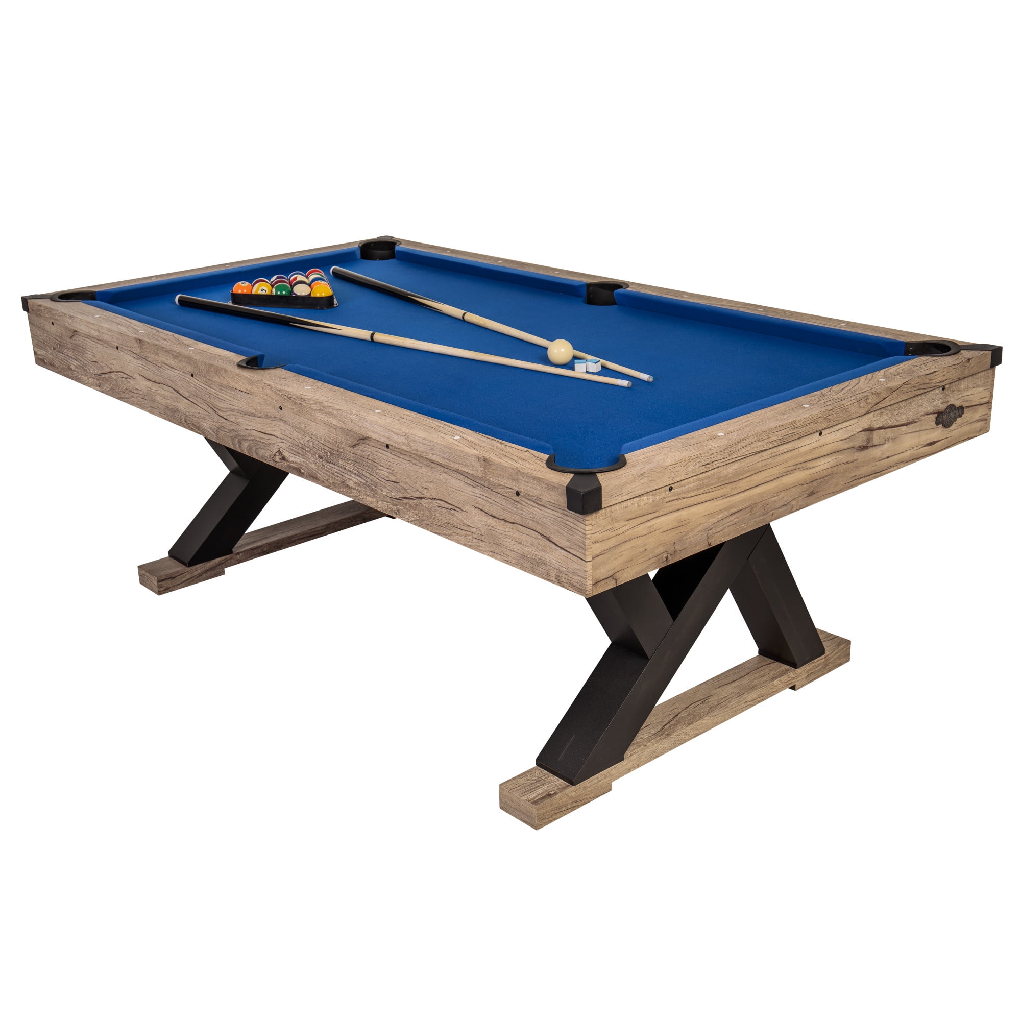 American Legend Kirkwood 84 in Billiard Table with Rustic Blond Finish and Royal Blue Cloth (84 in) kfsxd