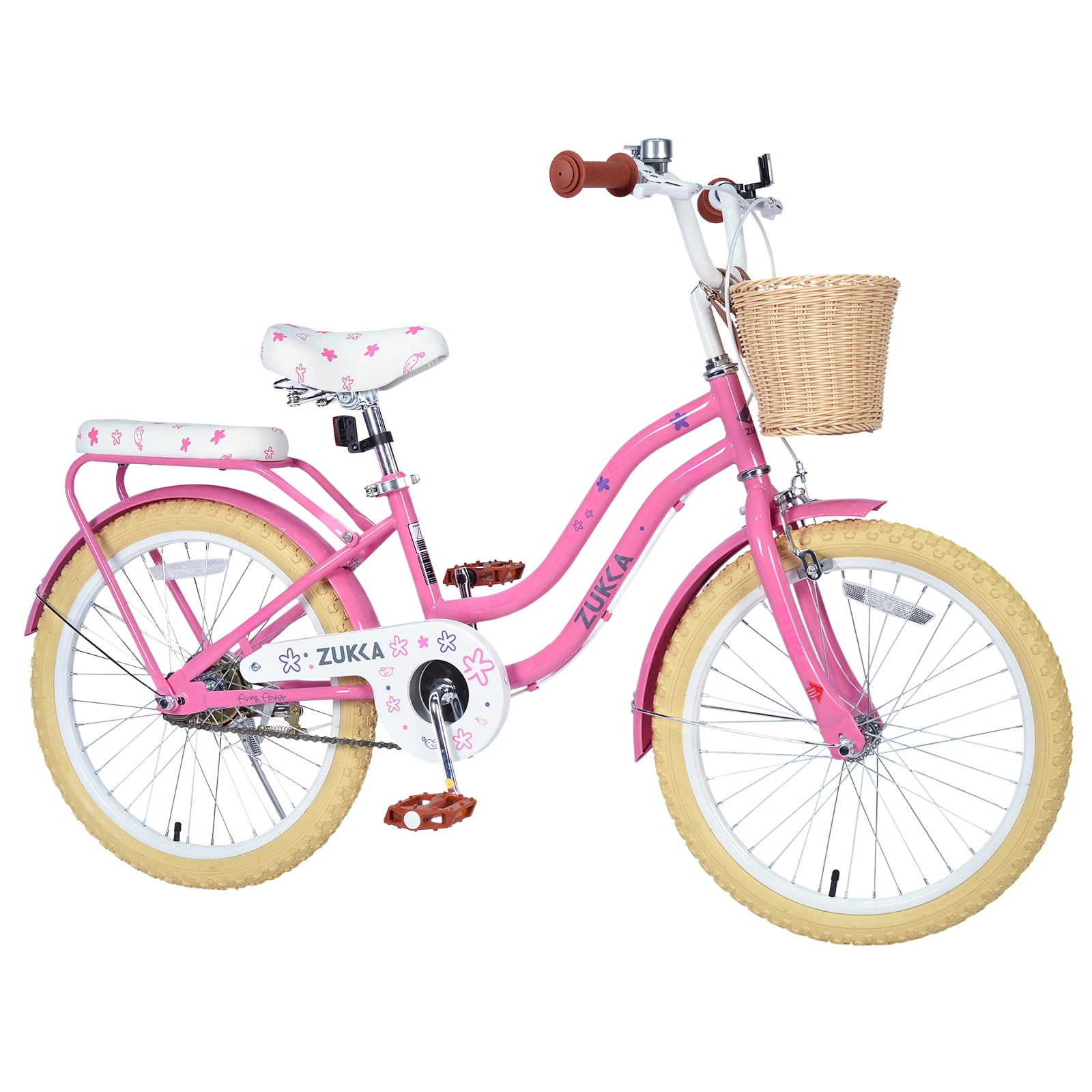Aukfa Girls 20 in Bicycle with Basket, Durable Steel Frame Kids Bike (Pink, 20 in) cflik