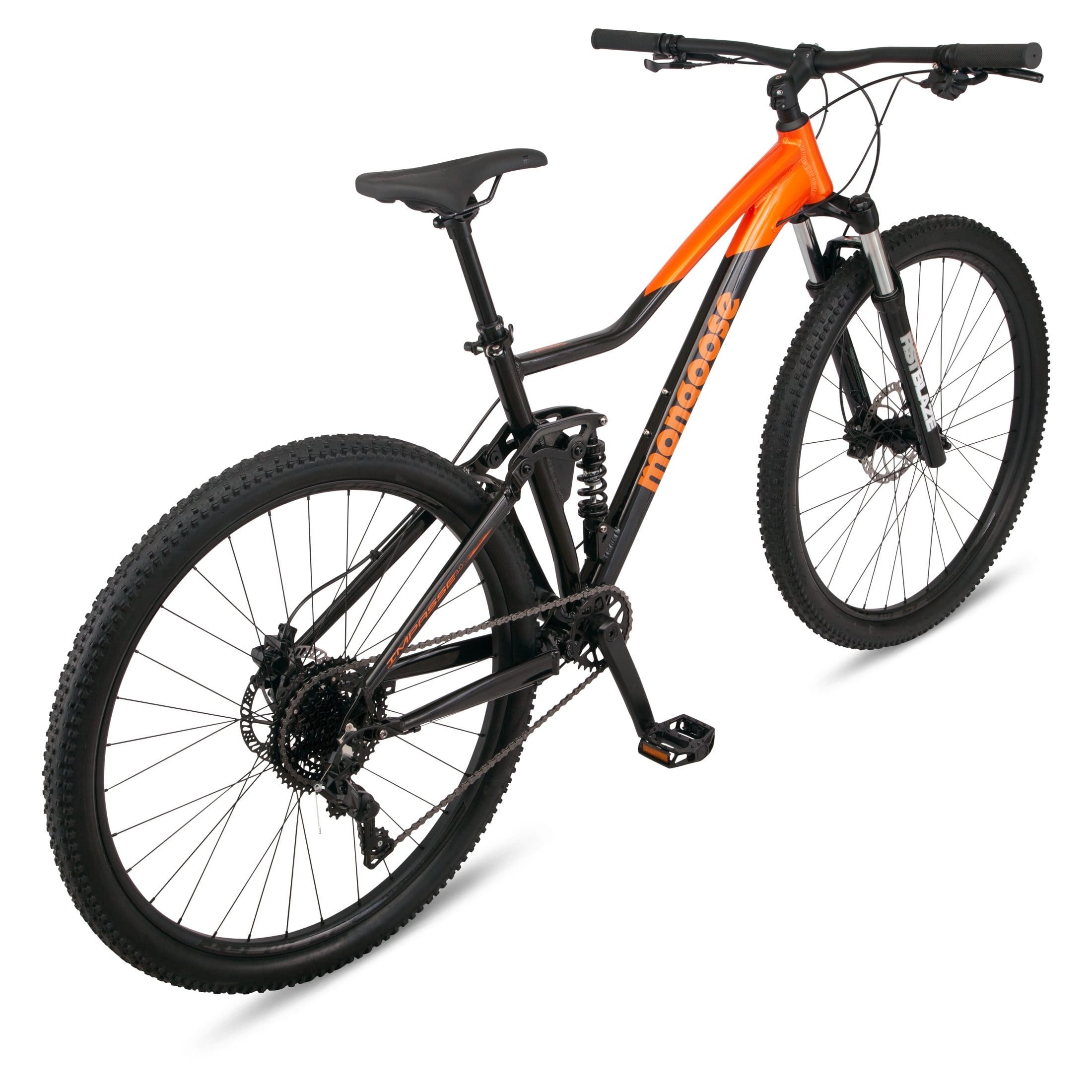 Mongoose Impasse 3.0 Dual Suspension Mountain Bike (Black/Orange, 29 in) 7zq5l