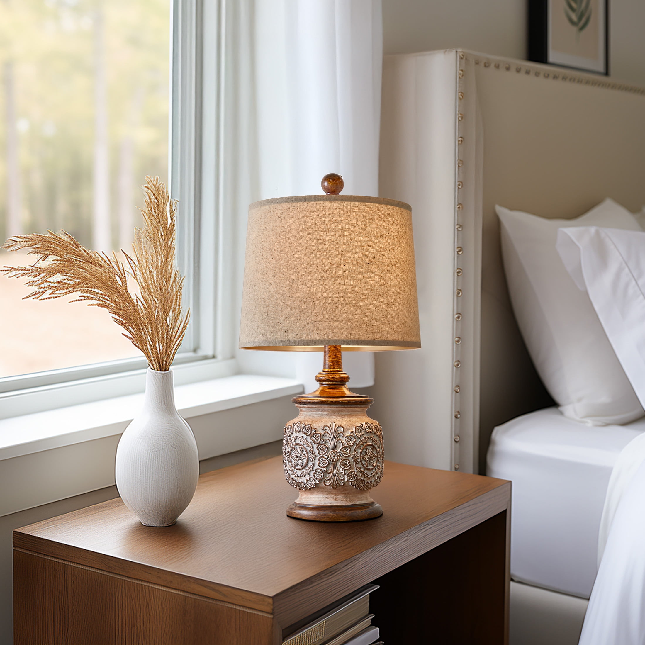 Oneach Vintage Farmhouse Table Lamps (Set of 2, Brown, 18.75 in) hics4