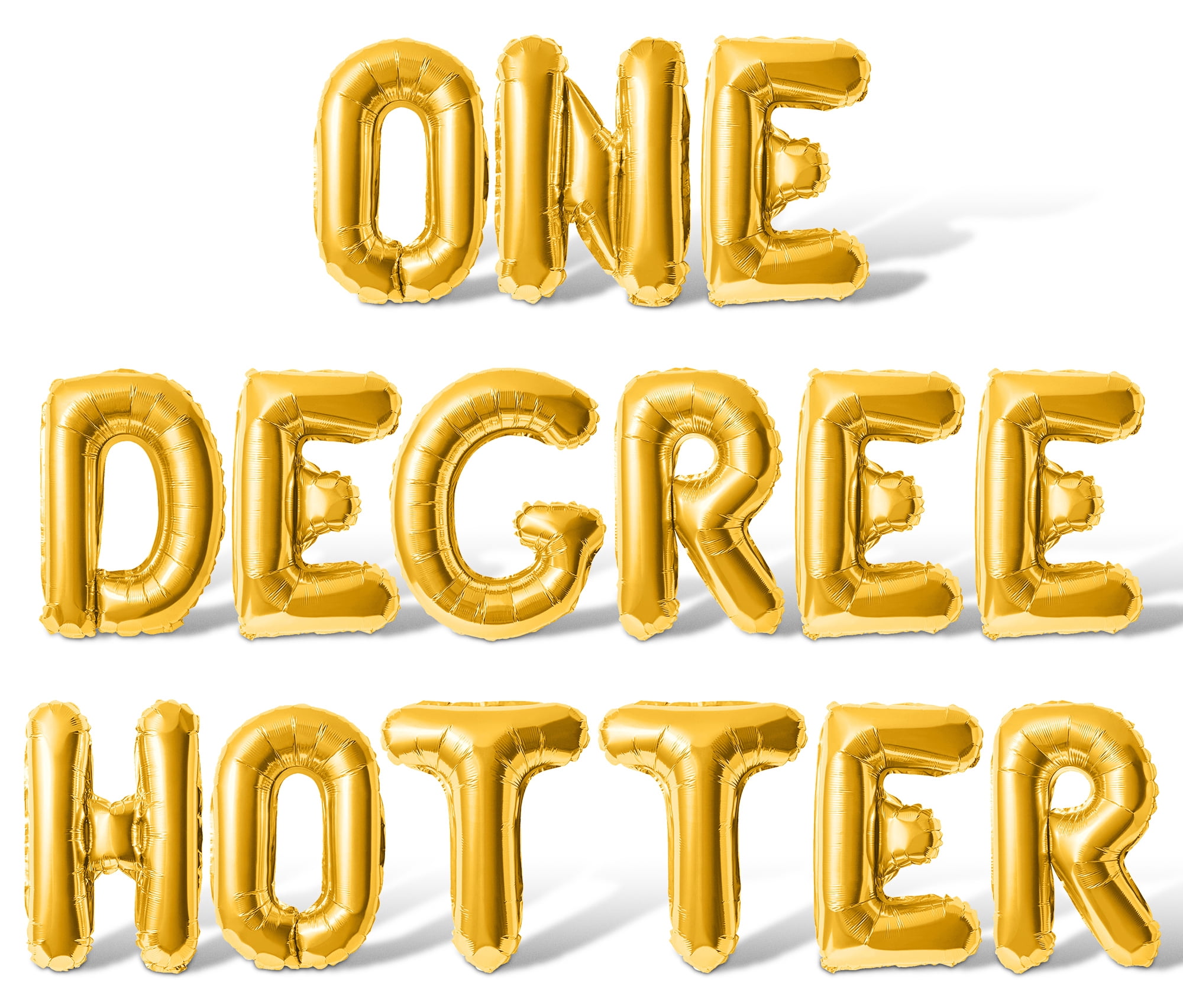 Floating Away Balloon Company ONE DEGREE HOTTER Letter Balloons Foil Mylar Graduation Party Banner (Gold, 16 in) taf2m