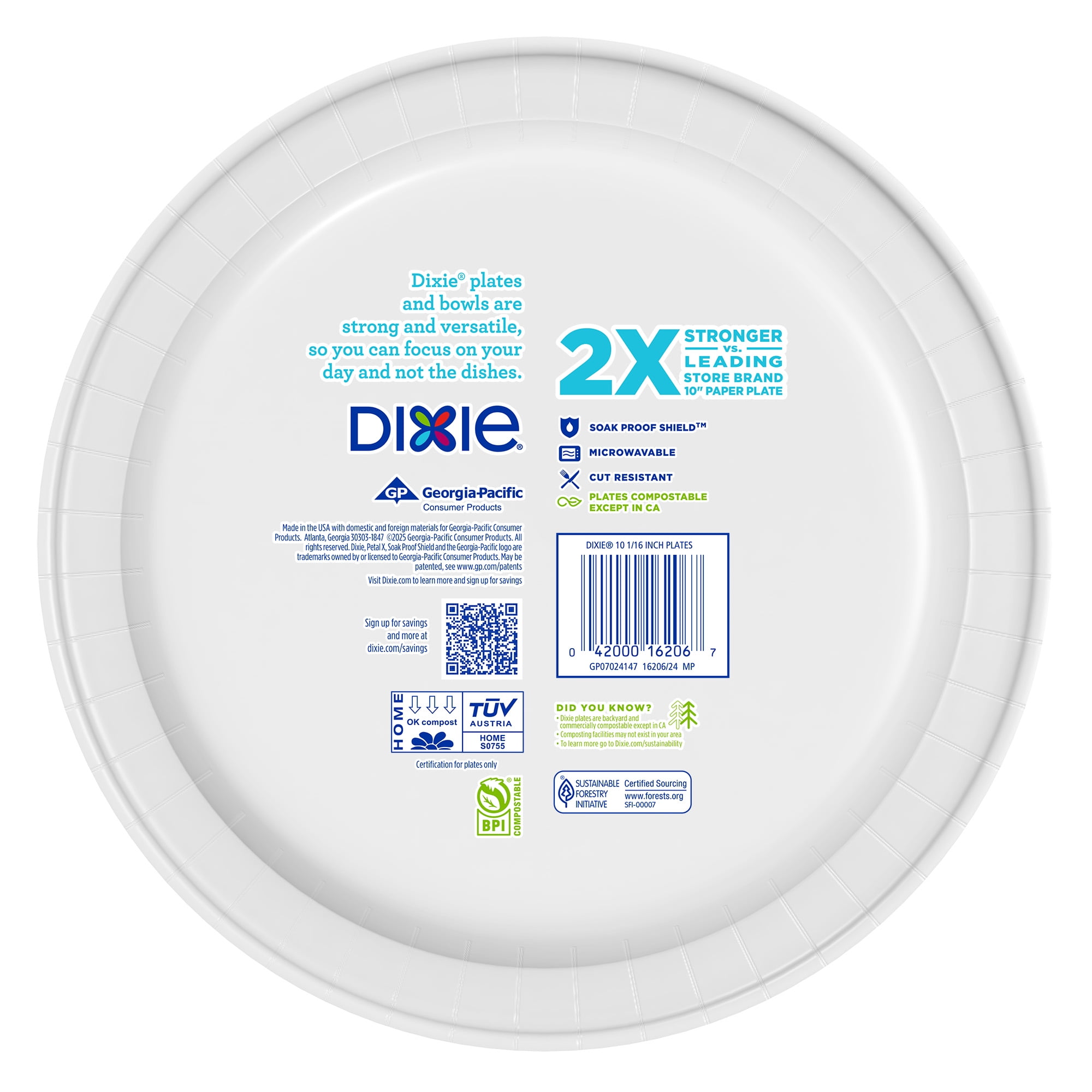 Dixie Disposable Paper Plates, Heavy-Duty Soak-Proof Design (Multi-Color, 100 Count, 10 in) 9skw5