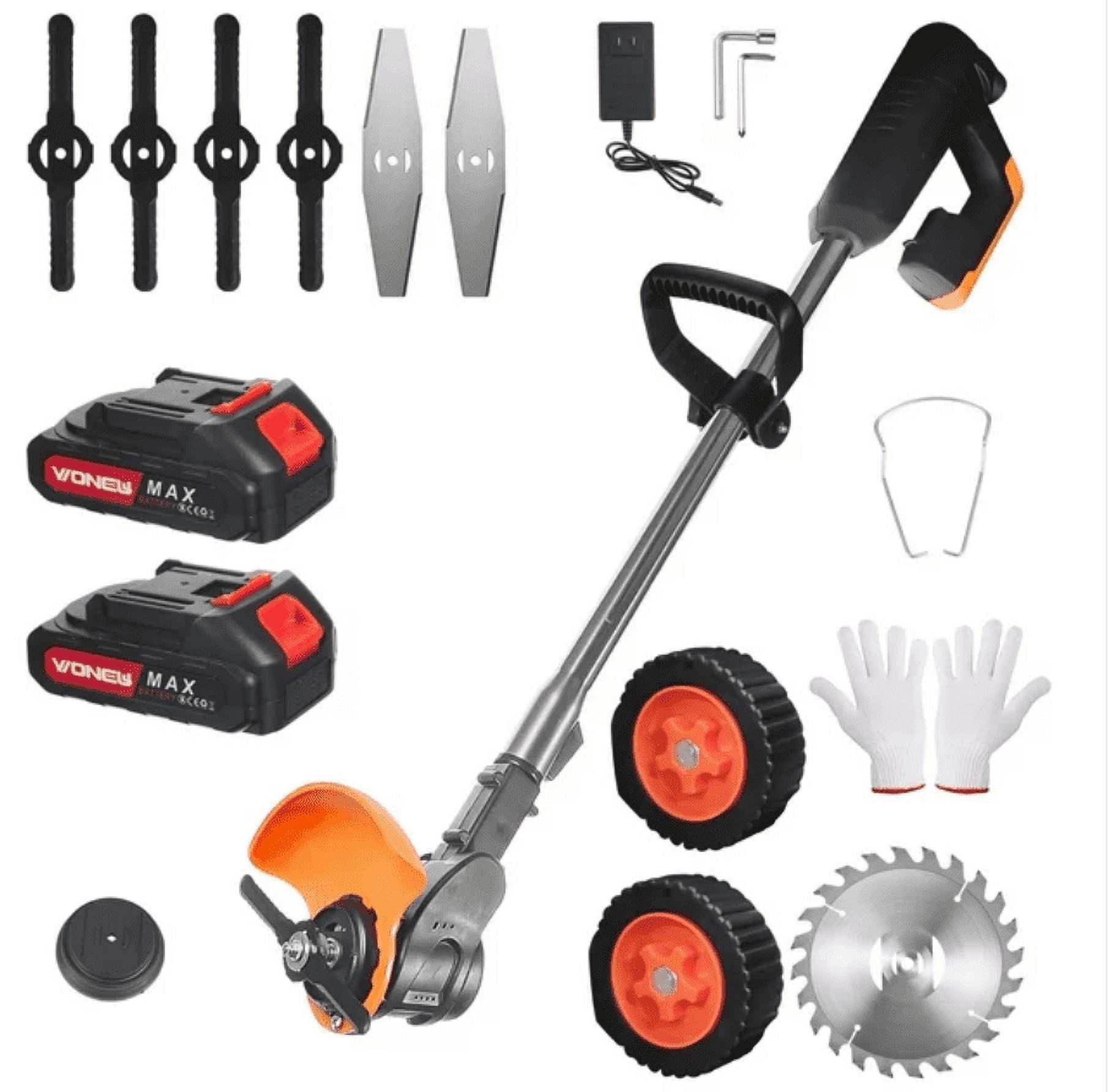 Paddsun Cordless Grass Trimmer Electric Weed Wacker with 2 Batteries and Charger (Black, 11.8 in) 1otj0