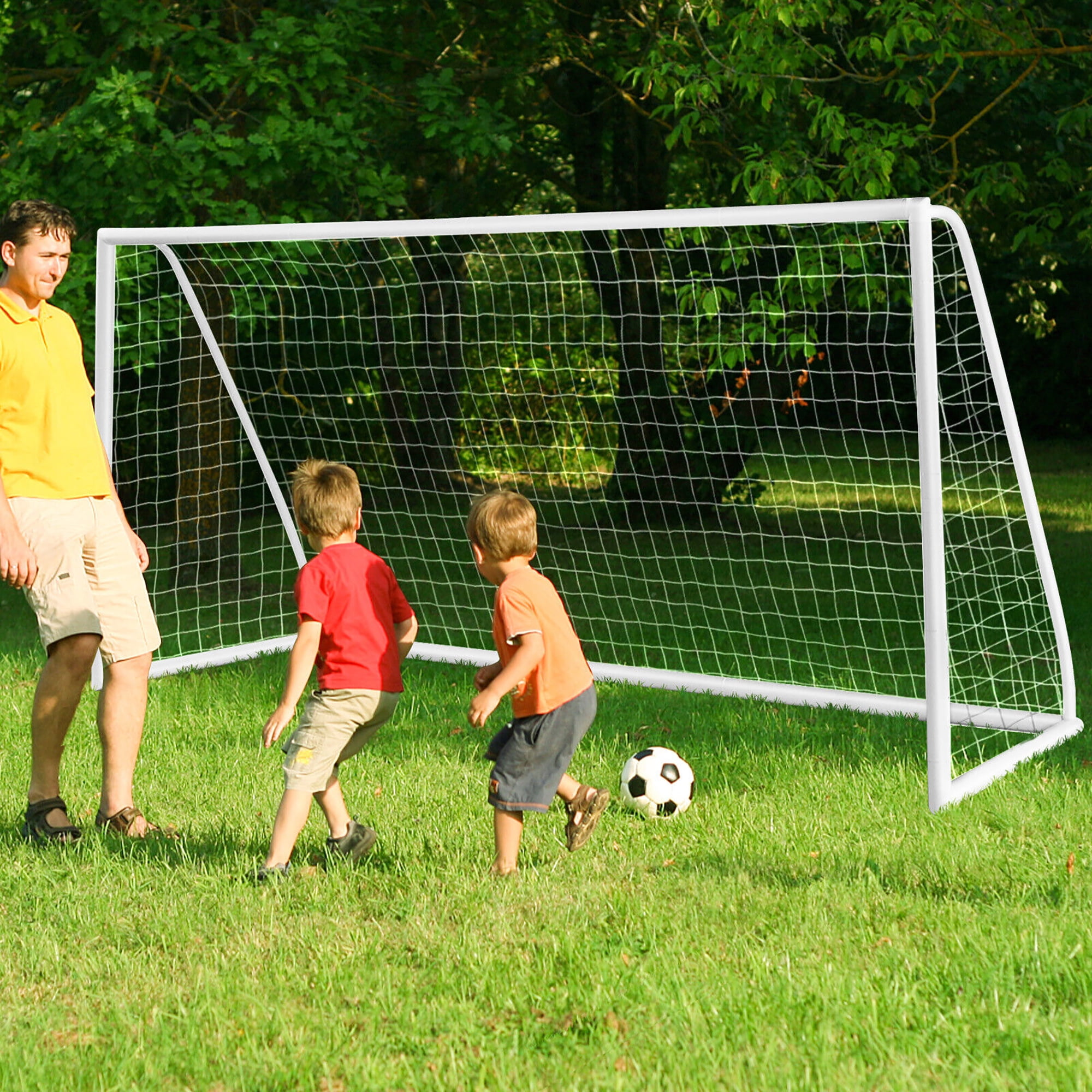 Gymax All-Weather Soccer Goal for Backyard Practice (White, 12 x 6 ft) ipswm