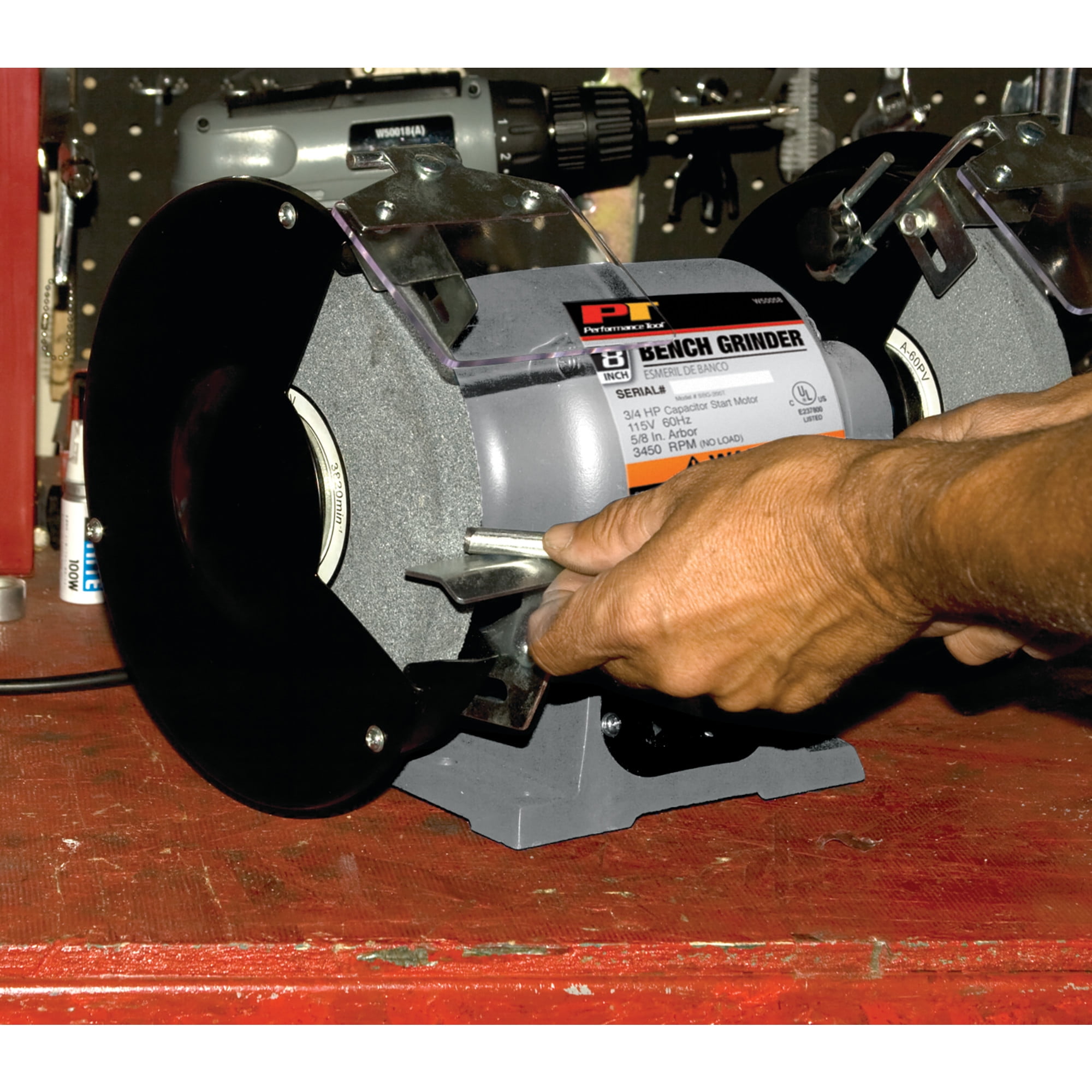 Performance Tool 8-Inch Bench Grinder with 3/4 HP Motor (Grey, 8 in) vdq4o