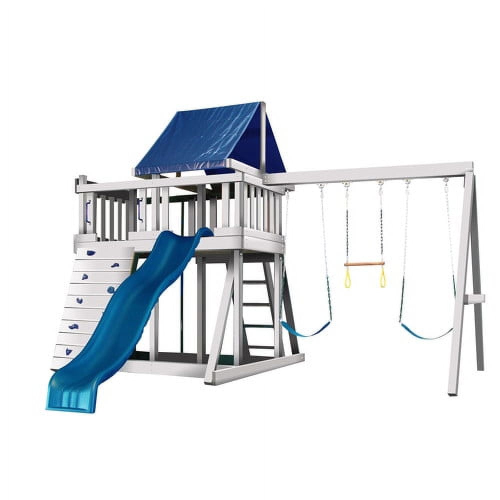 Kidwise Congo Monkey Playsystem #1 with Swing Beam (White and Sand, 16 ft x 14 ft x 10.5 ft) 8gndo