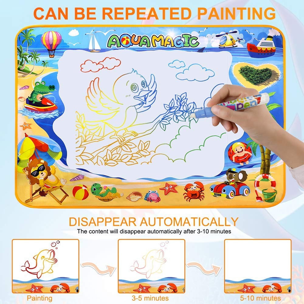 GPED Aqua Magic Water Drawing Mat Large Doodle Painting Pad for Kids (Blue, 40 in x 32 in) 183p3
