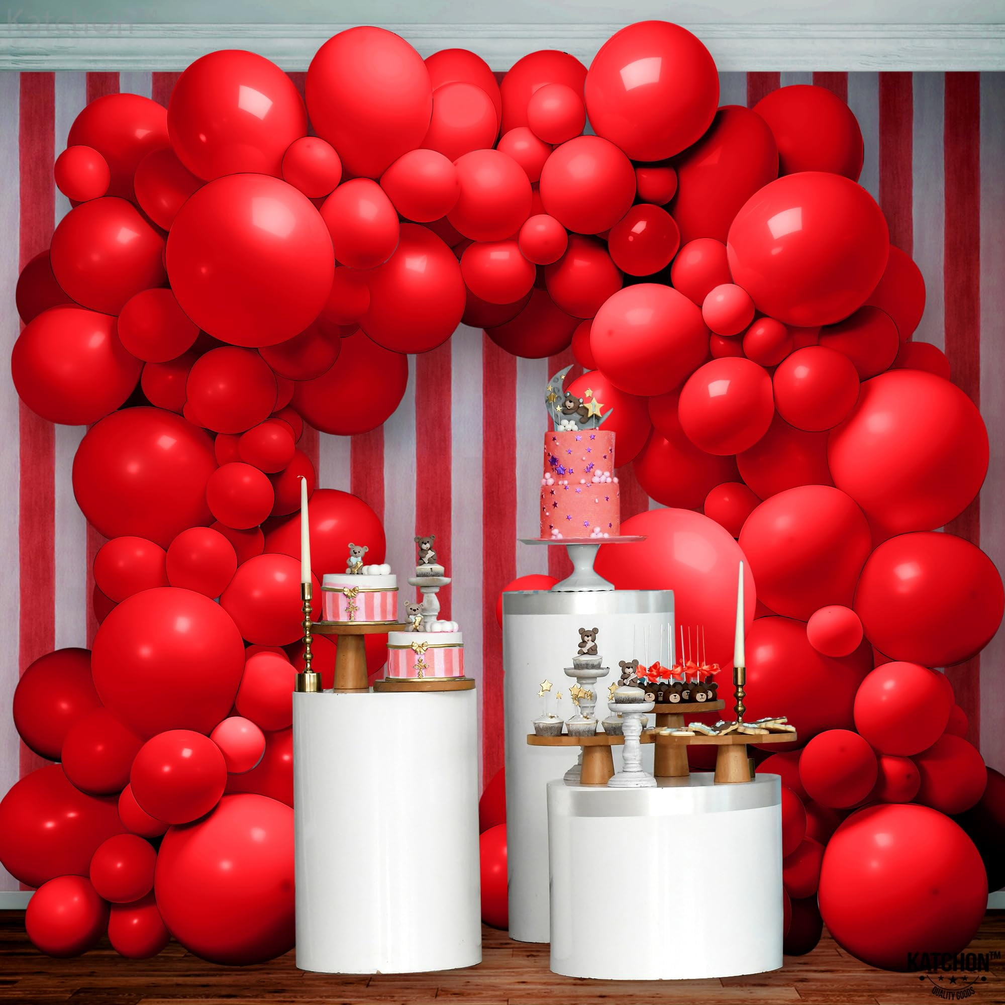 KatchOn Red Latex Balloon Arch Kit, Premium Party Decorations for Birthdays and Weddings (Red, 120 Pack) ne9g0
