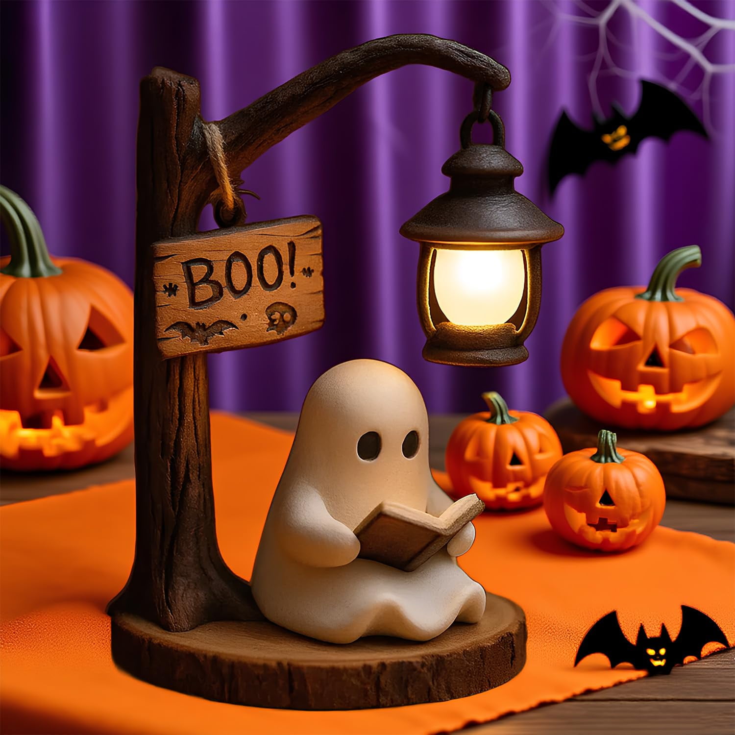 Generic Ghost Reading Book Lamp, 3D Resin LED Night Light for Bedroom Decor (White, 6 in) lyw2k