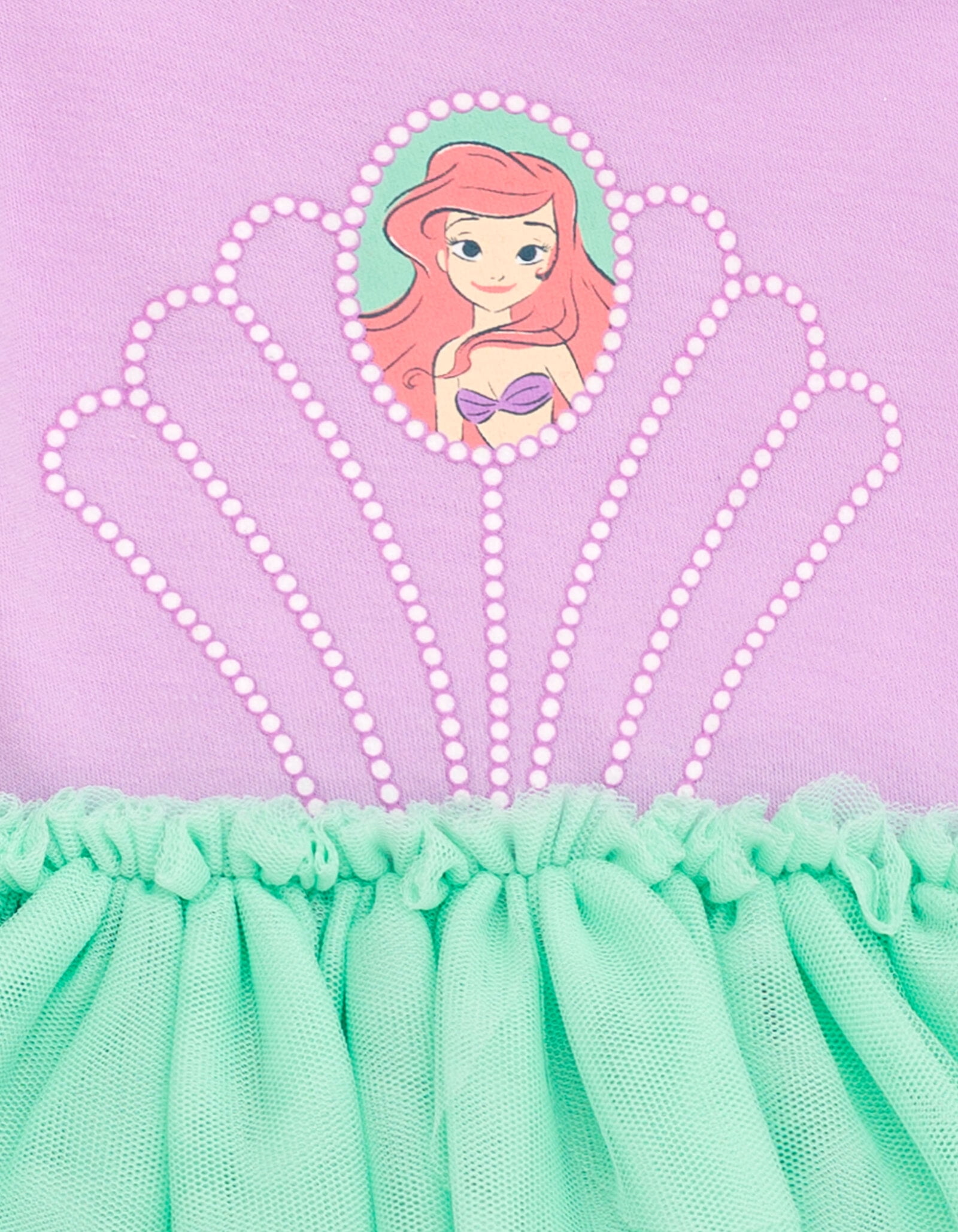 Disney Princess Ariel Cosplay Bodysuit with Skirt Overlay and Headband Outfit Set (Green and Purple, 0-24 Months) aa42o