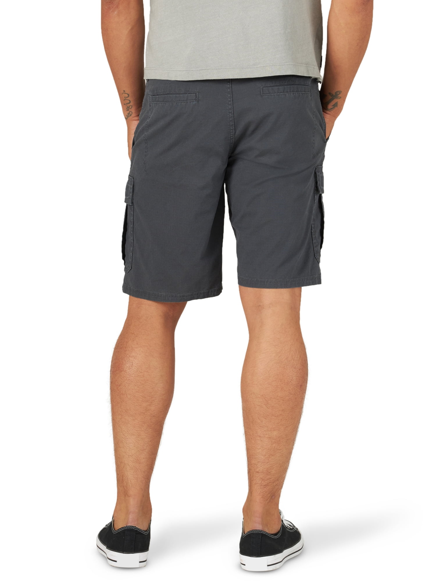 Wrangler Men's Stretch Cargo Shorts Durable Flex Fit Utility Pockets (Black, 10 in Inseam) 466m8