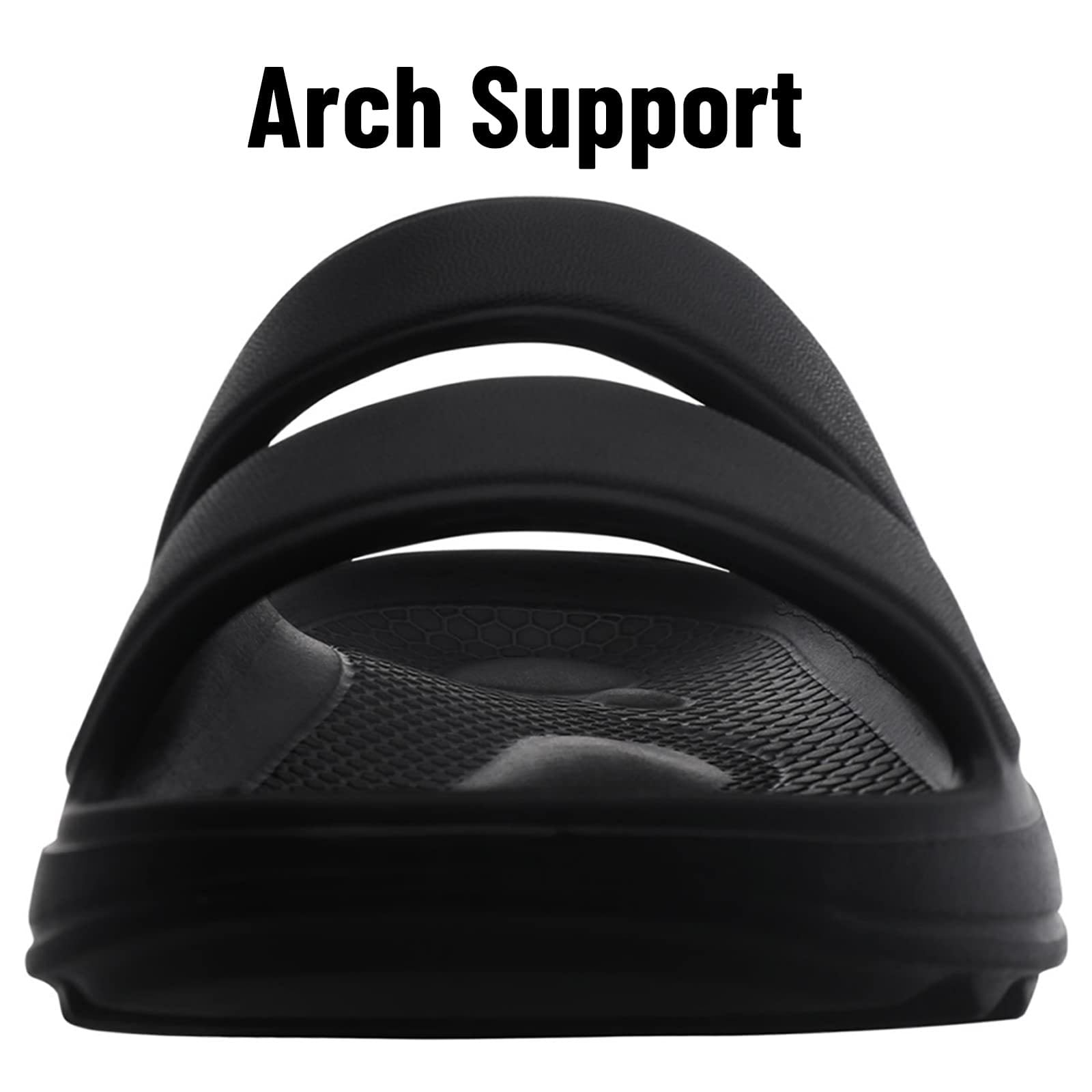 Litfun Women's Non-Slip Slide Sandals, Thick Sole Arch Support Shower Slippers (Black, 1.6 in) 0i4u8