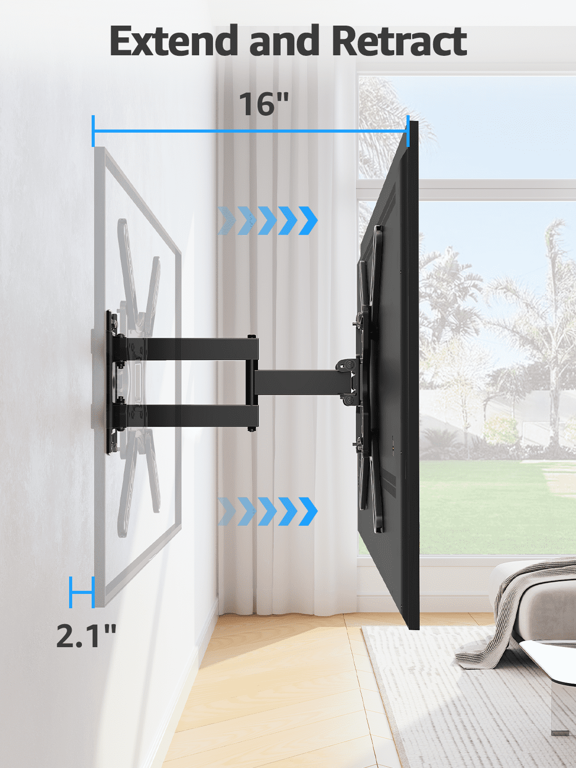 Mount Pro Full Motion TV Wall Mount for 26-60 in Flat Curved TVs, Heavy-Duty Articulating Arm with Swivel and Tilt (77 lb) 6qykt