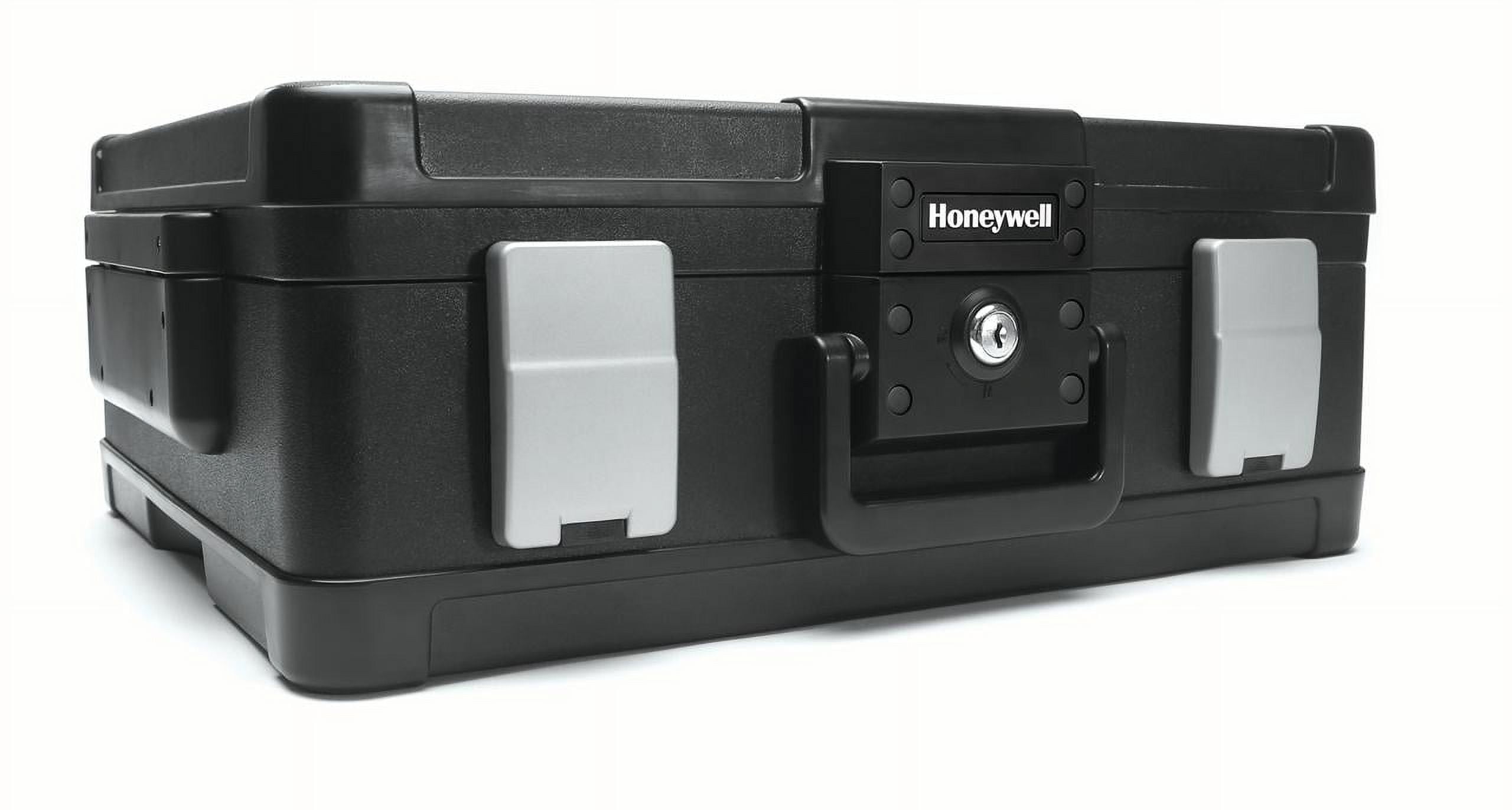 Honeywell Fire-Resistant Waterproof Security Chest with Key Lock (Black, 0.39 cu ft) zmo7s