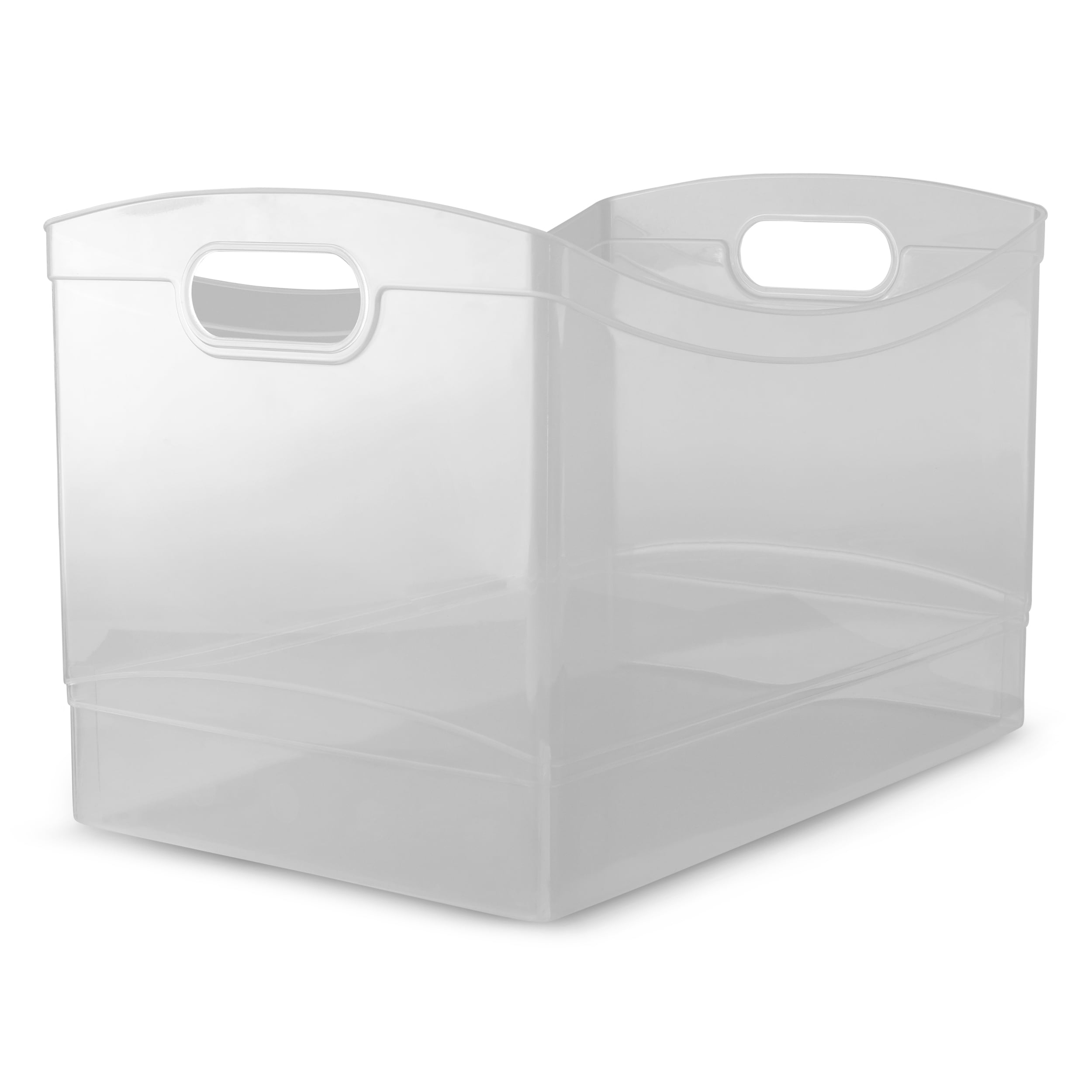 Mainstays Clear Plastic Utility Storage Bin with Built-In Handles (Clear, 15.3 in x 10.4 in x 9.8 in) 9zce6