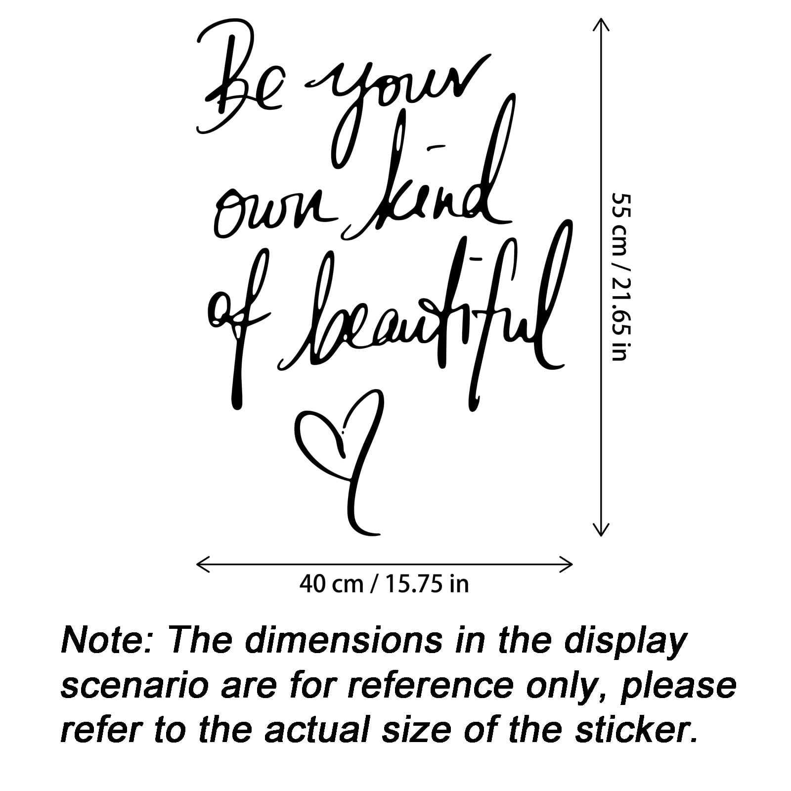thovorrnl Inspirational Wall Decals Peel and Stick, Be Your Own Kind of Beautiful Quote Wall Art Decor (Black, 15.75 in x 21.65 in) ufwep