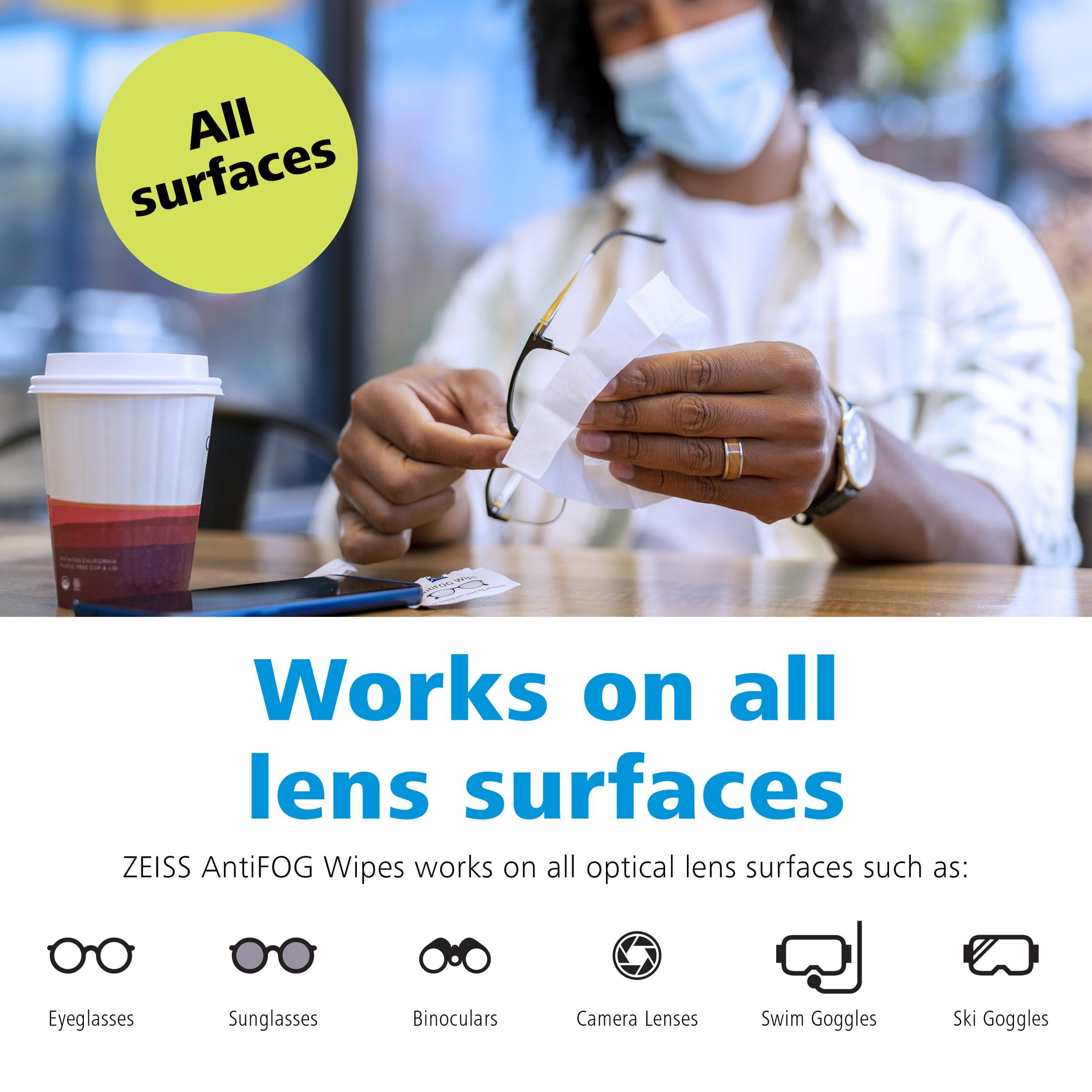 ZEISS Anti-Fog Lens Cleaner Wipes for Eyeglasses and Optical Surfaces (30 Count) ndotg