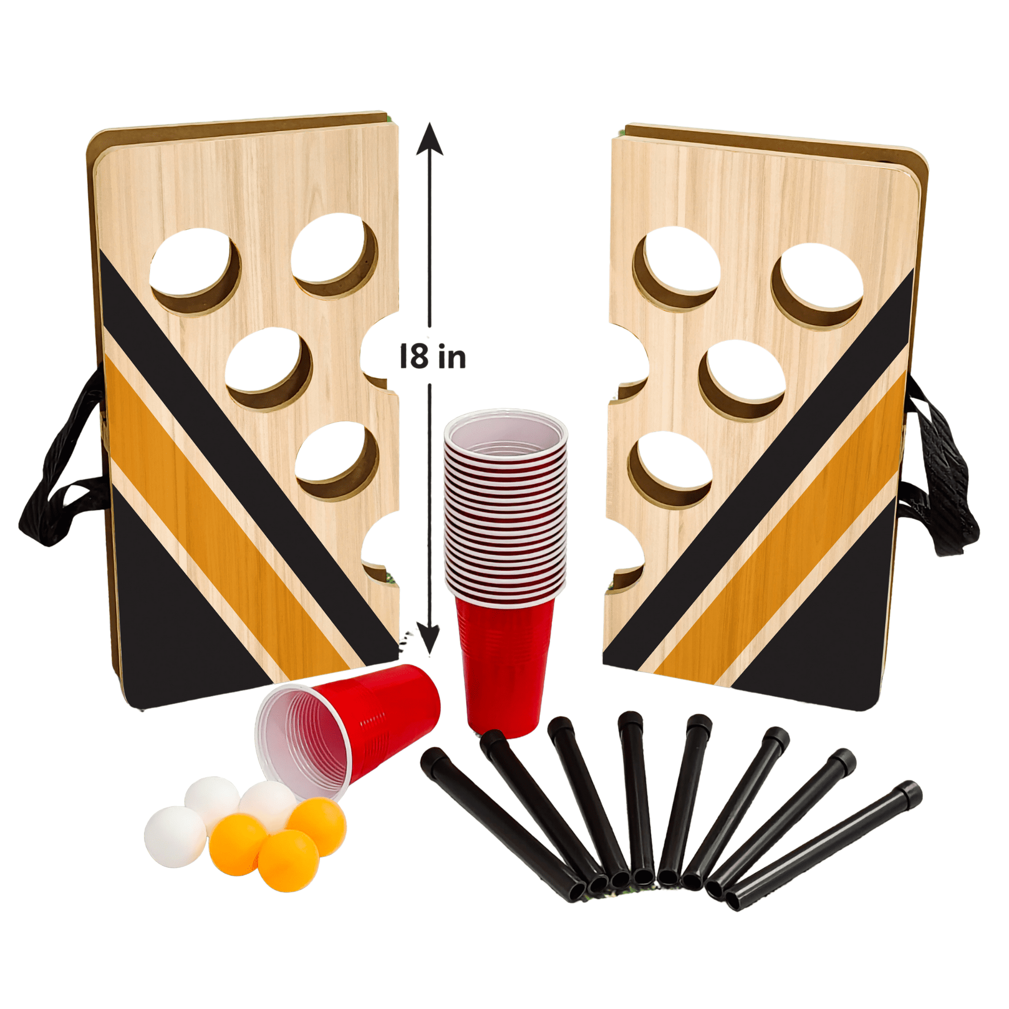 MinnARK Portable Cup Pong Outdoor Toss Game Set (2 Foldable Boards, 10 Cups, 6 Balls) trzmo