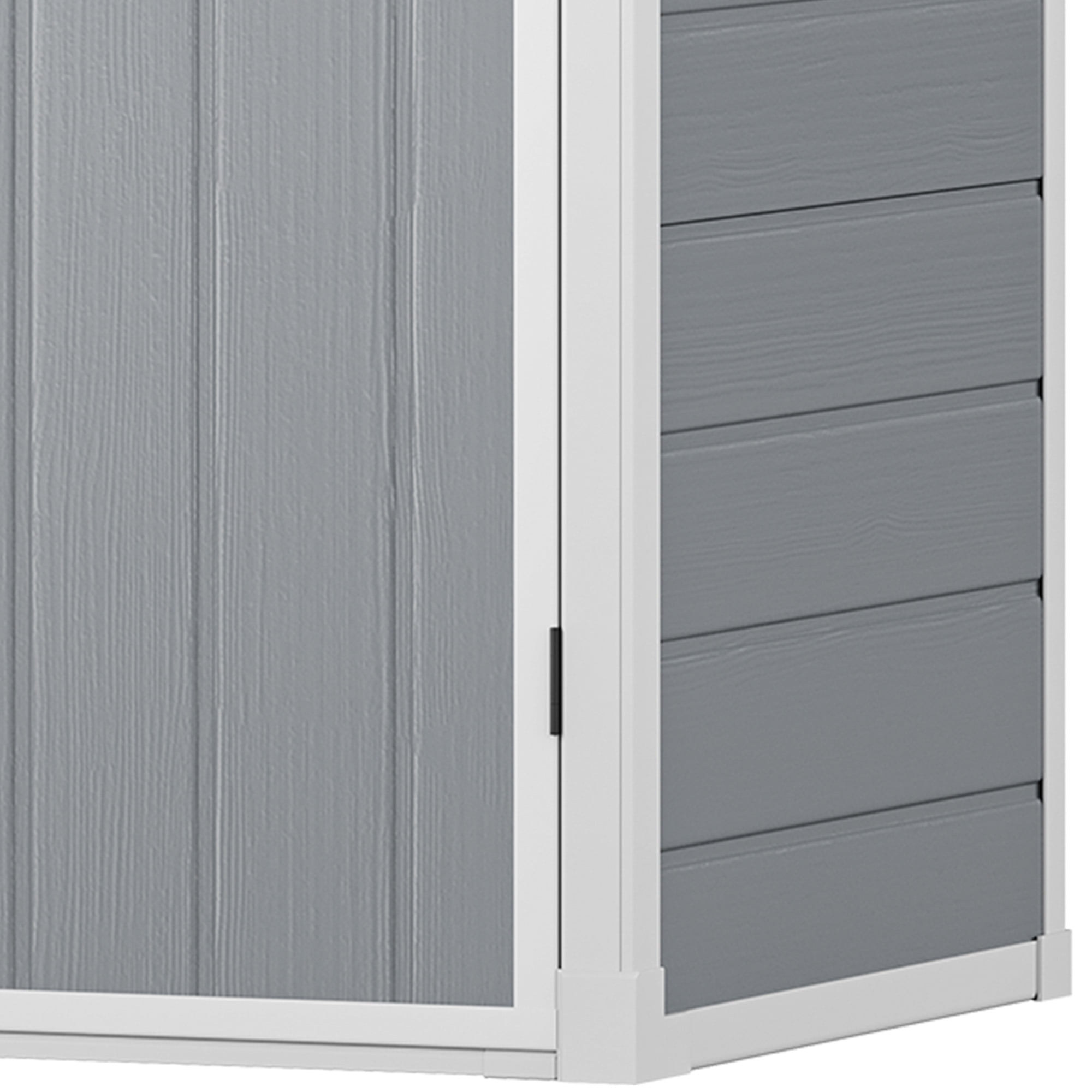 Uforic Outdoor Storage Shed, Weatherproof Tall Plastic Cabinet with Adjustable Shelves, Lockable (Gray, 60 cu. ft.) x9r2k