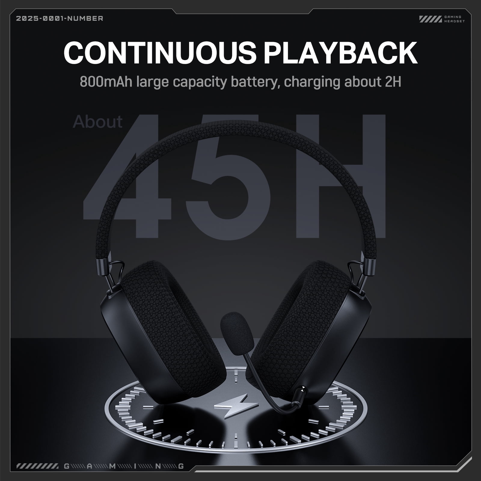 UVQYC Wireless Gaming Headset, 2.4G Bluetooth Surround Sound Headphones with Detachable Noise Canceling Mic (Black, 6.2 oz) dor9r