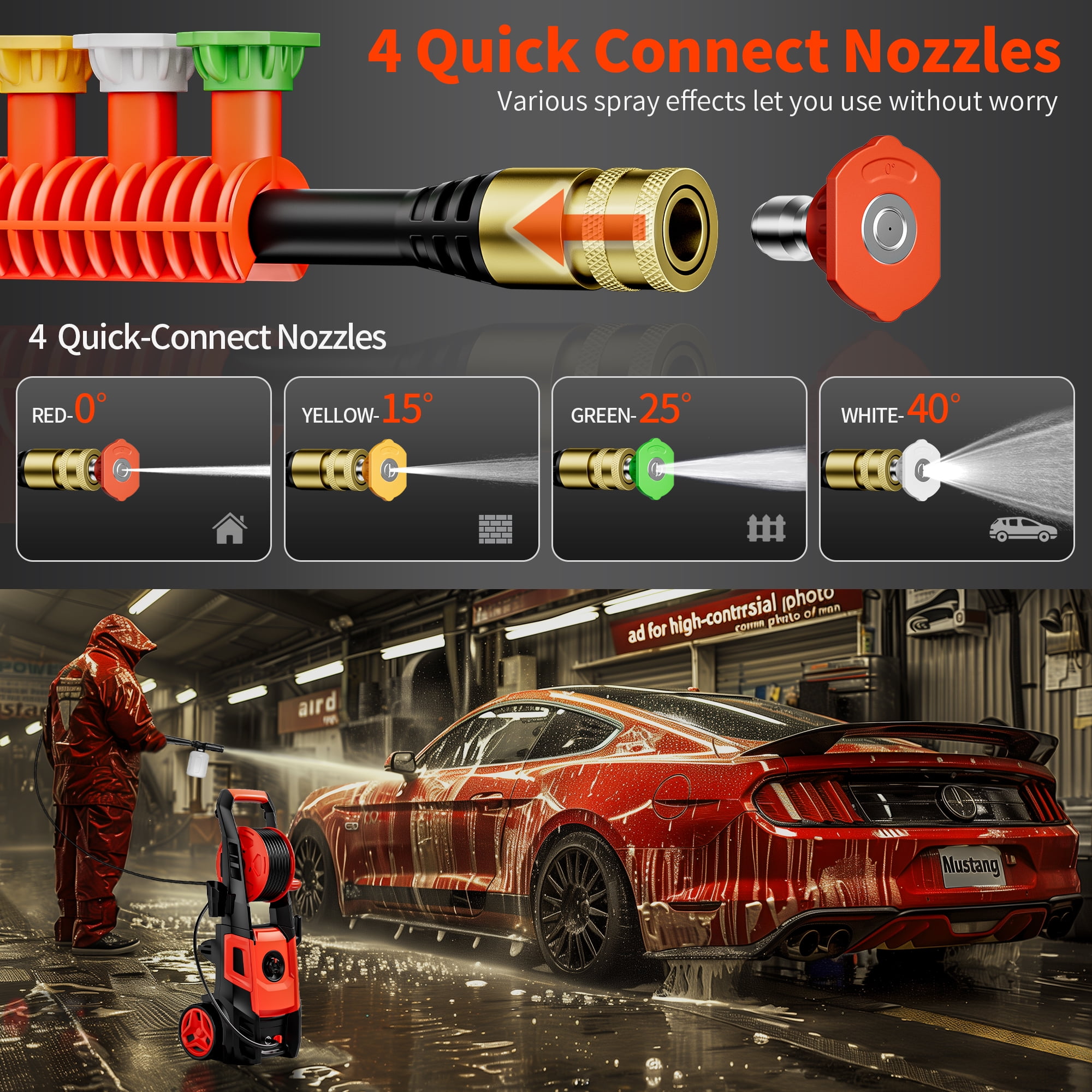 DAIMOT Electric Pressure Washer (3500 PSI, 2.4 GPM) High-Pressure Power Washer with Foam Cannon and 4 Nozzle Tips for Home, Car, and Driveway Cleaning ehduk