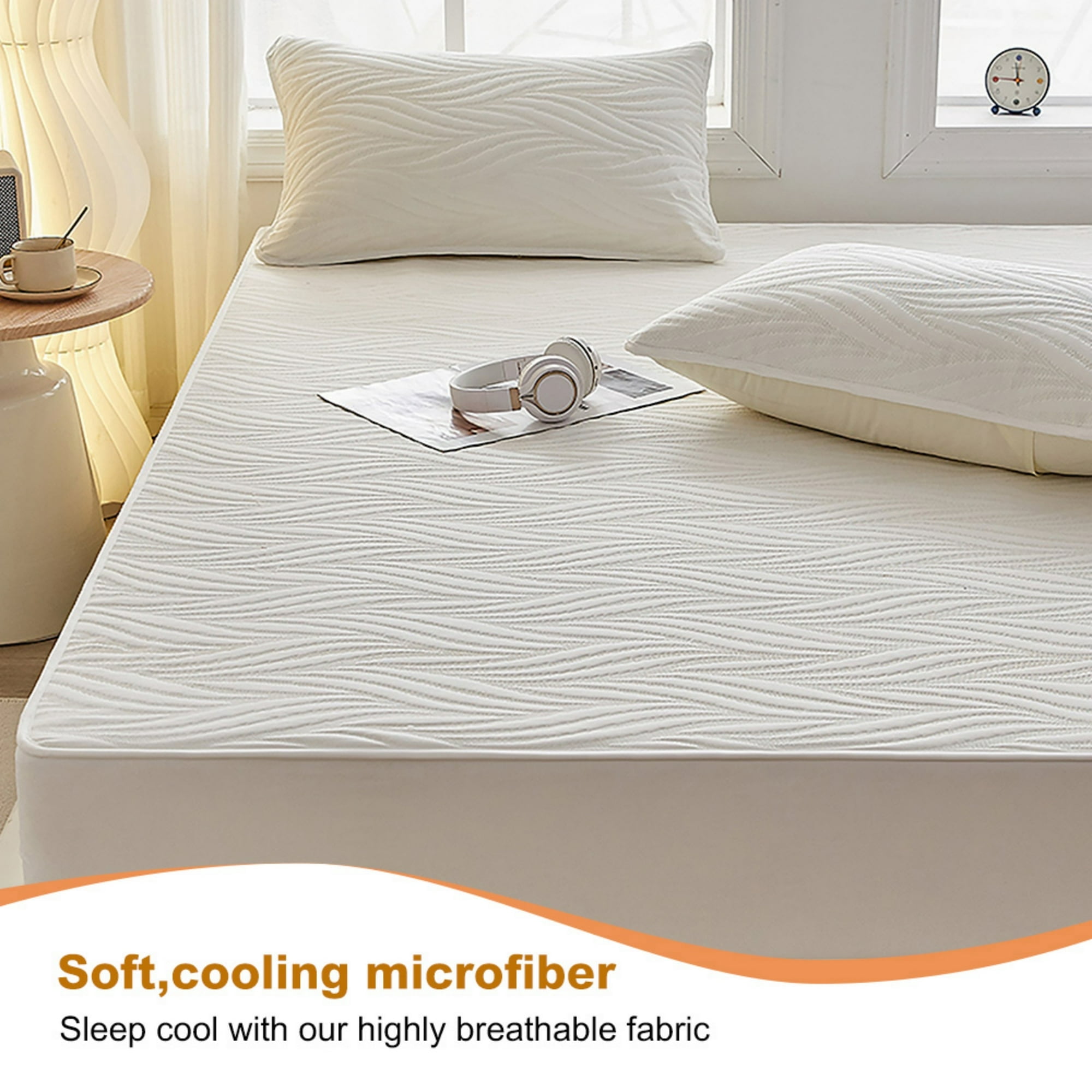Lavish Cover Ultra Soft Waterproof Fitted Sheet, Breathable Mattress Protector (White, Queen) di231