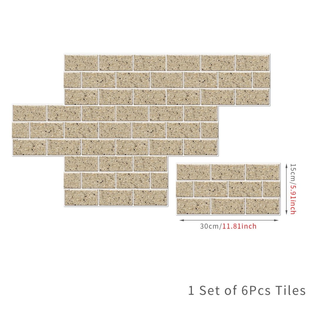 FUDAKUNA Self Adhesive Marbling Tile Stickers Waterproof Peel and Stick Backsplash (Beige Gray, 6 Pieces, 11.8 x 5.9 in) p5ldu