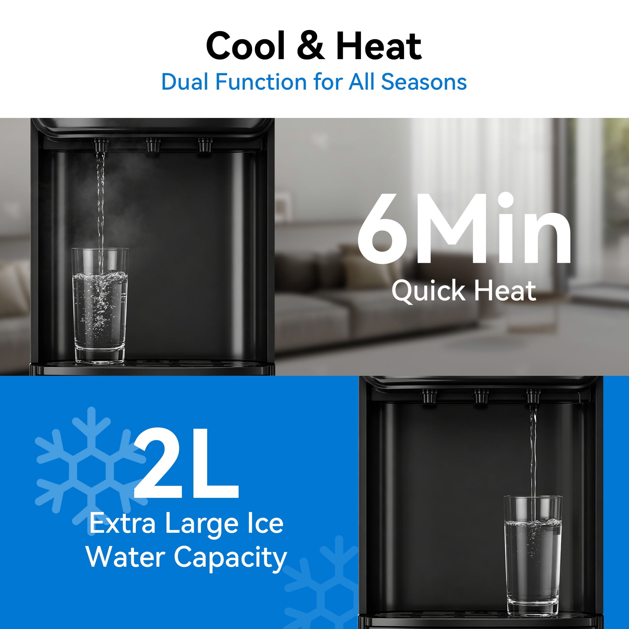 UrbanSync Bottom Loading Water Dispenser with Compressor Cooling (Grey, 5 gal) 3ciif