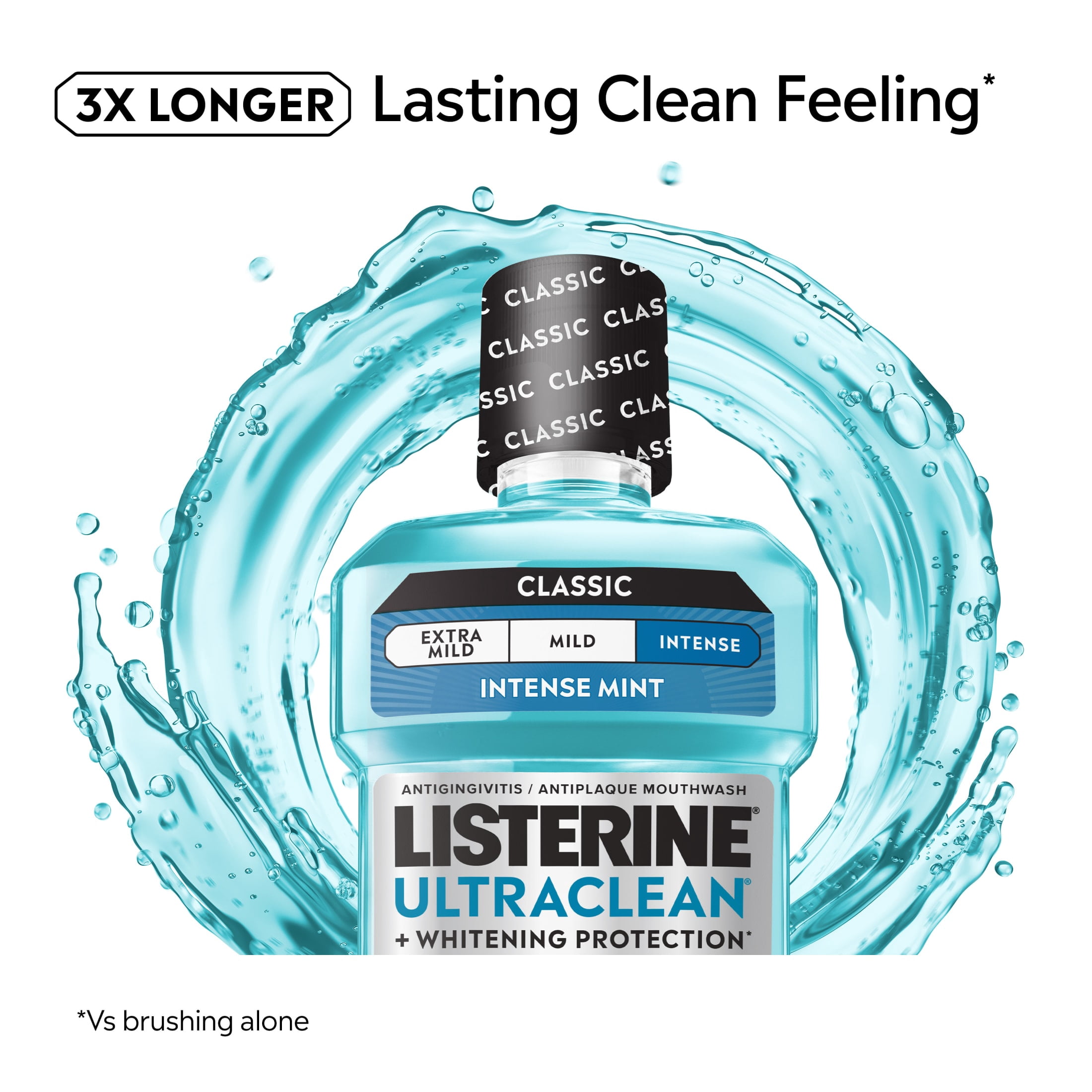 Listerine Ultraclean Antiseptic Mouthwash with Whitening Protection (Intense Mint, 50.7 fl oz) gr4rm