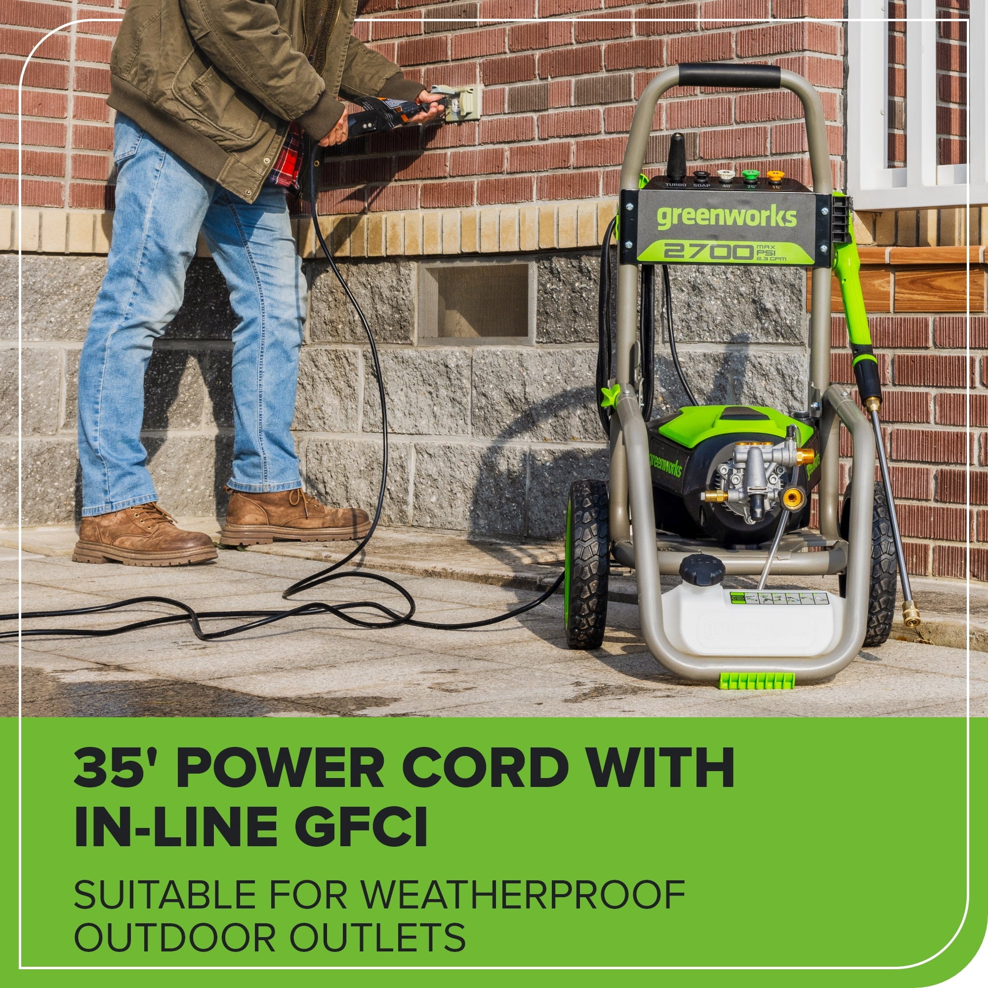 Greenworks Electric Pressure Washer, 2700 PSI 2.3 GPM Max, TruBrushless Motor Technology (2700 PSI) jjuh7