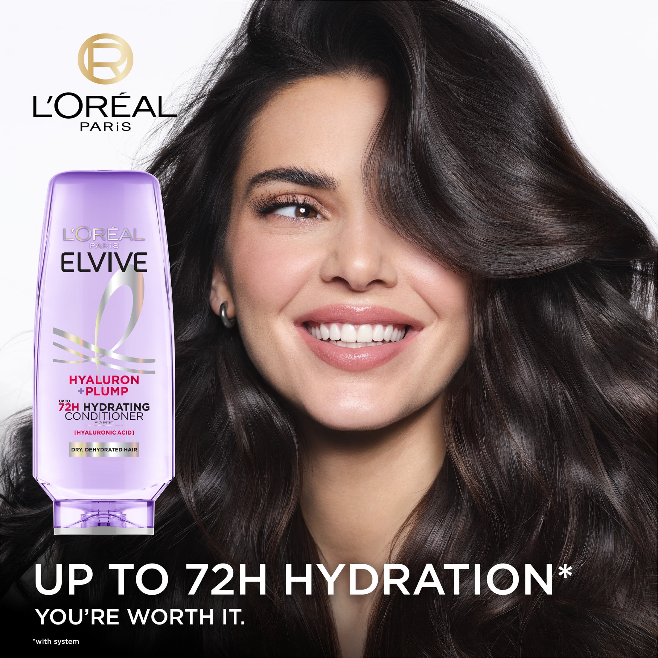 L'Oreal Paris Elvive Hyaluron Plump Hydrating Hair Conditioner, Moisturizing Formula for Dry Hair (13.5 fl oz) ovrgm