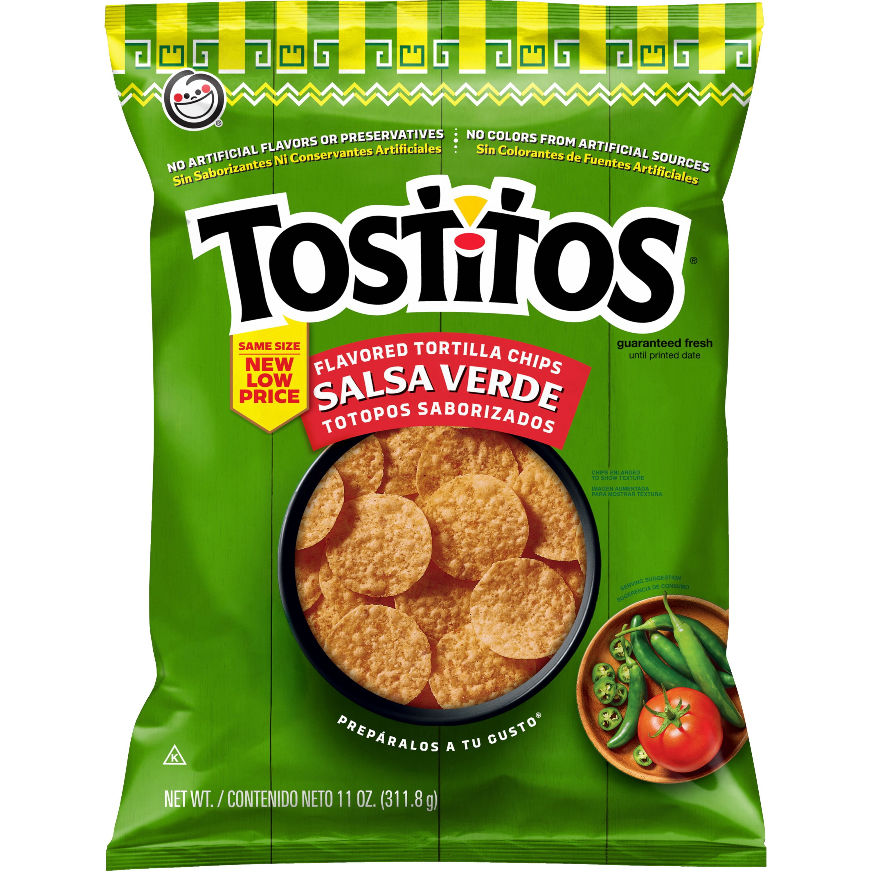 Tostitos Salsa Verde Flavored Tortilla Chips, Crispy Corn Snack (11 oz) 2trro