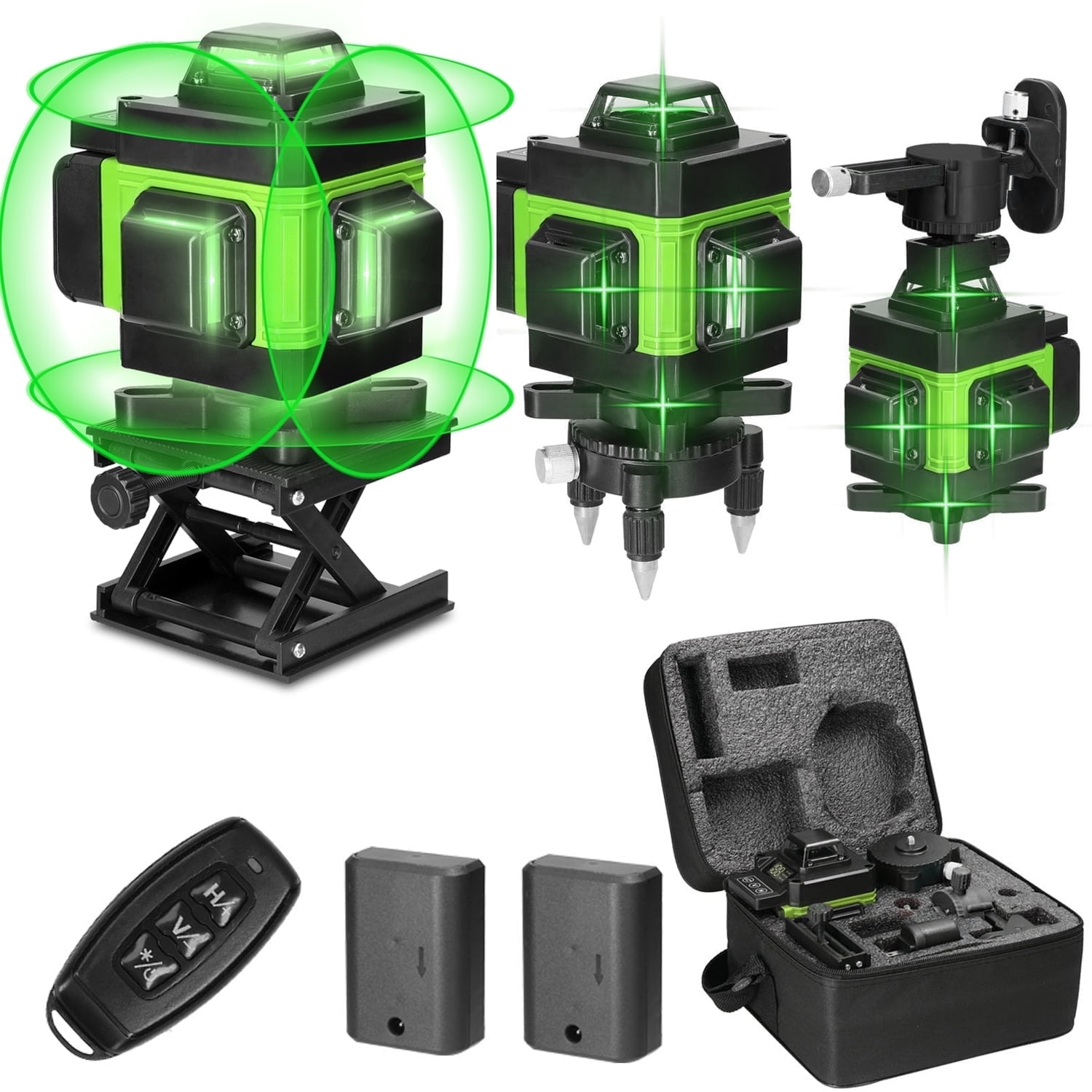 WMWZM 16-Line Green Laser Level with Remote (4x360 Degree Self-Leveling Tool for Construction and Tiling) stv10