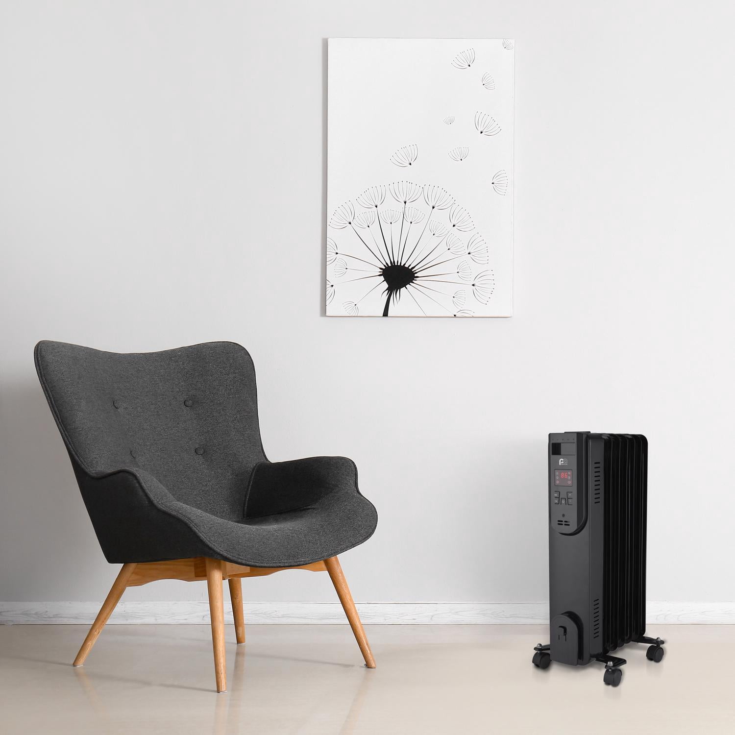 Perfect Aire 1500W Digital Oil Filled Space Heater with Adjustable Thermostat (Black, 14.3 in x 9.4 in x 23.6 in) k3kx8